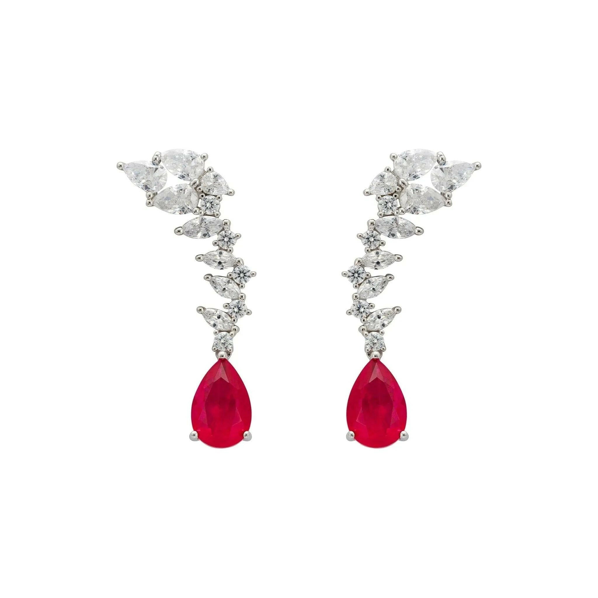 Henriette Teardrop Earrings Pink Tourmaline Silver.