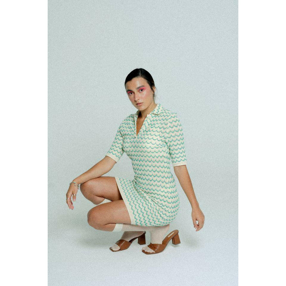 Light Weight Short Sleeve Knit Tennis Dress Green.