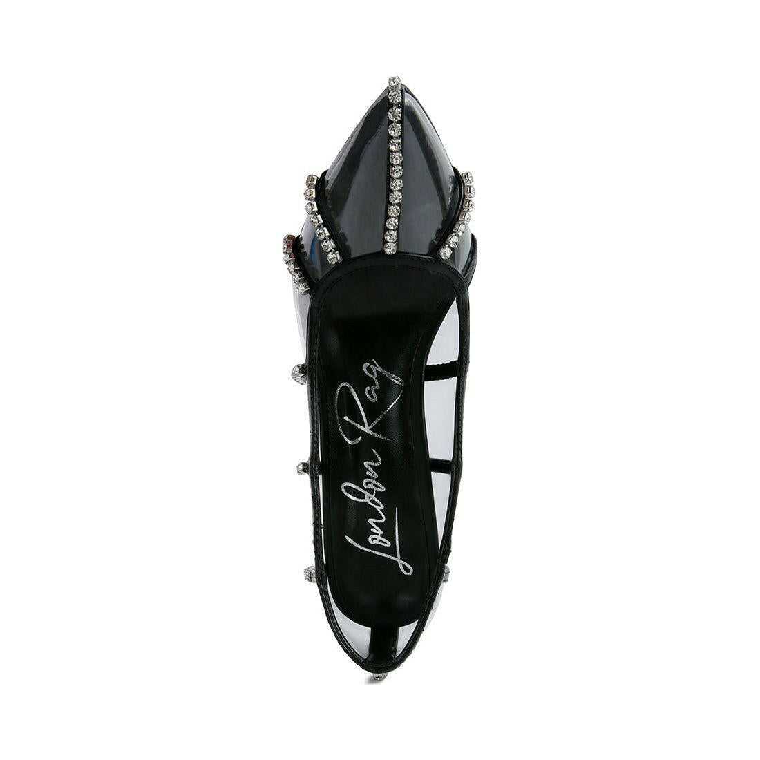 Diamante Clear Stiletto Heel Pumps.