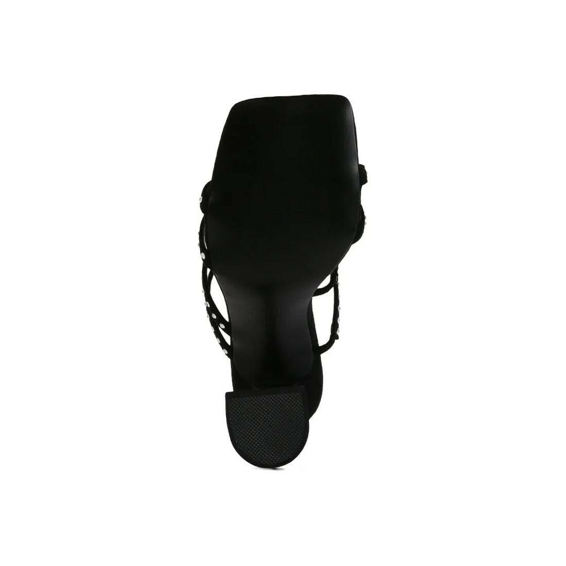 Face Me Studded Spool Heel Multi Strap Sandals.