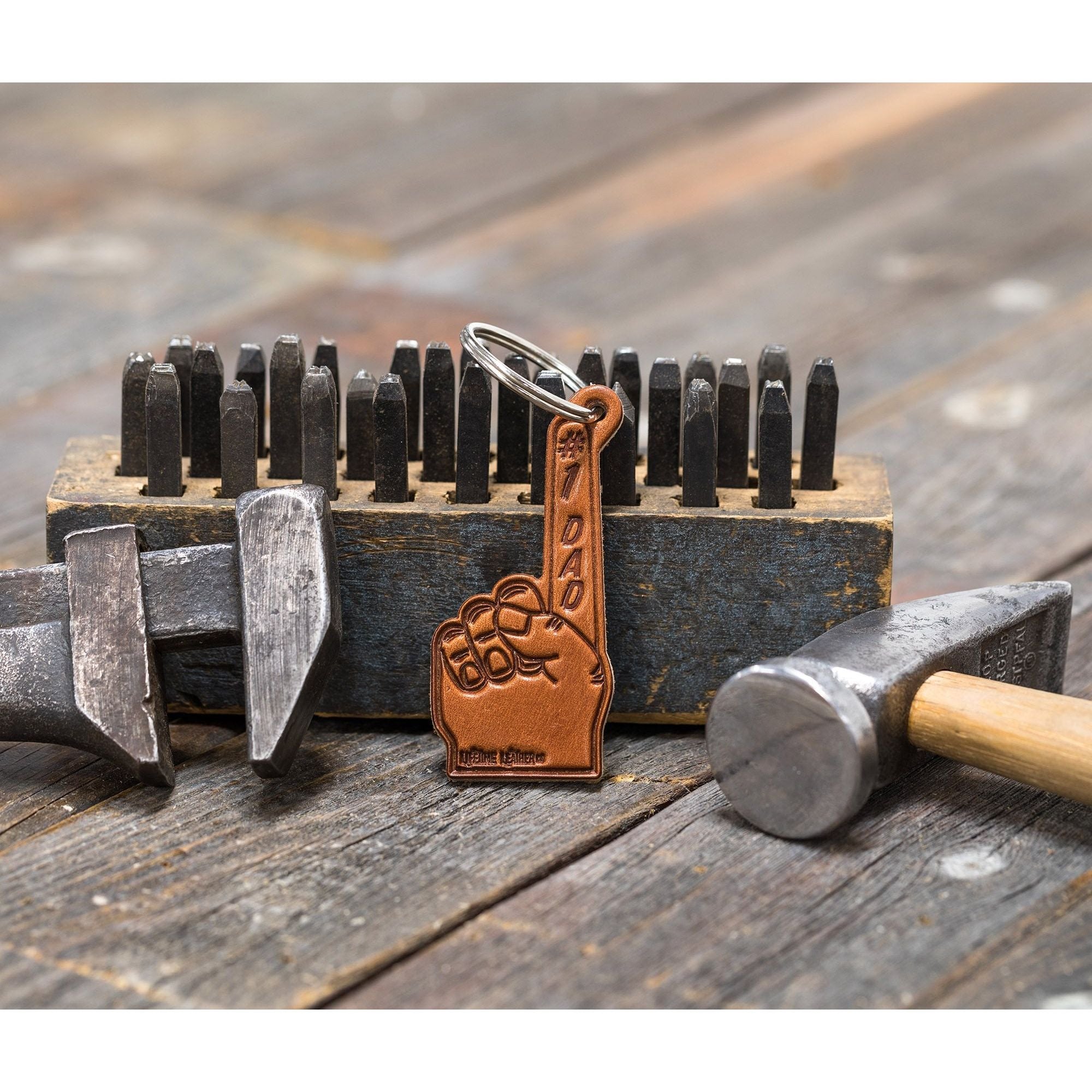 Leather Keychain #1 Dad .