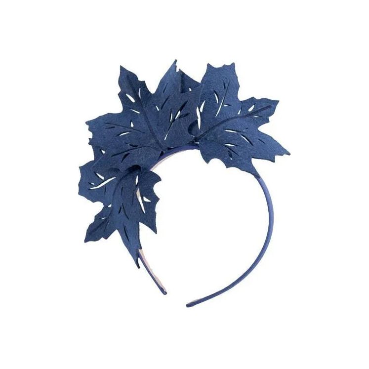 Navy Laser Cut Maple Leaves on Headband.