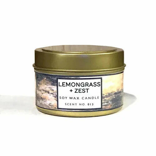 Lemongrass + Zest Aromatherapy Soy Wax Candle.