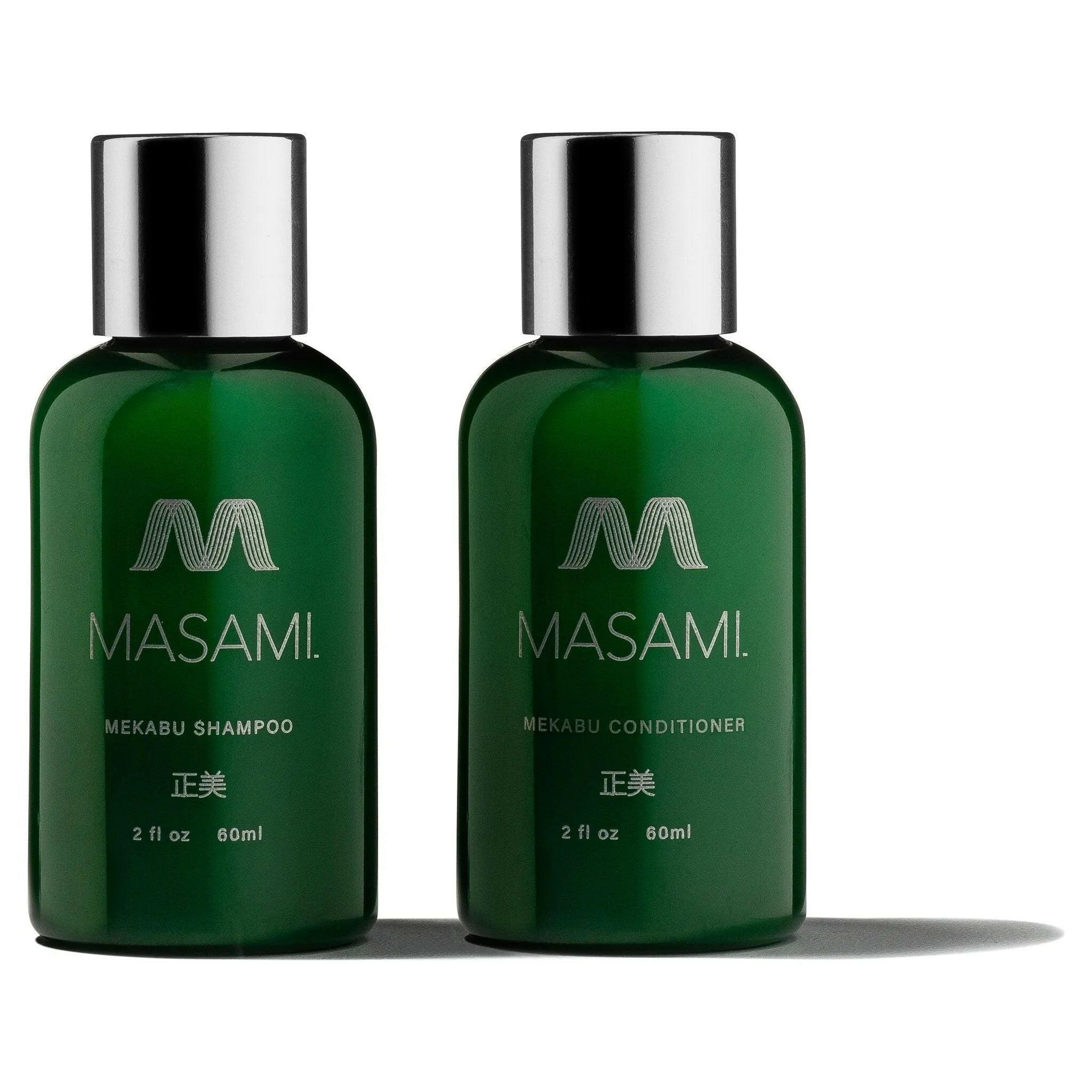 Mekabu Hydrating Travel Size Shampoo & Conditioner.