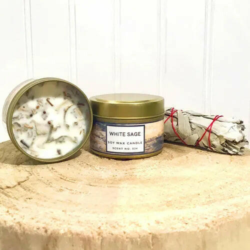 White Sage Aromatherapy Soy Wax Candle.