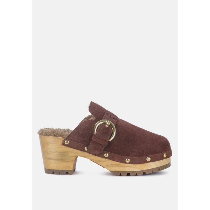 Prunus Buckled Suede Mule Clogs.