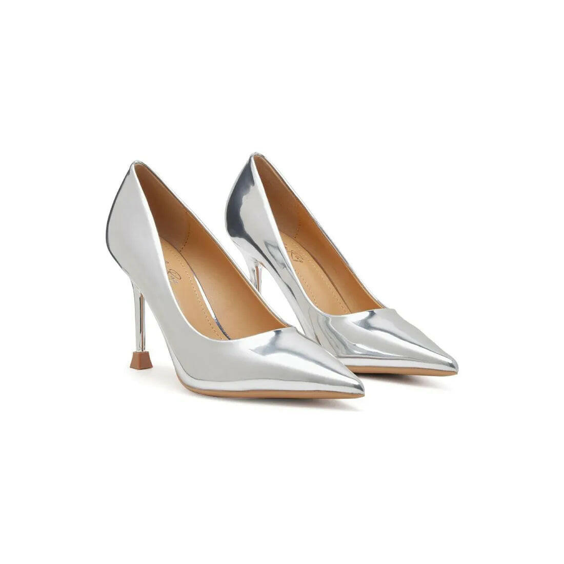 Poudre Metallic Patent Faux Leather Pumps.