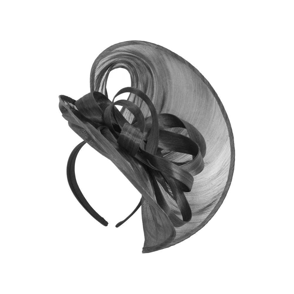 Large Black Silk Abaca Heart Fascinator.