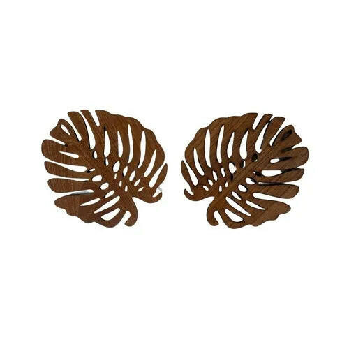 Monstera Upcycled Teak Wood Coasters.