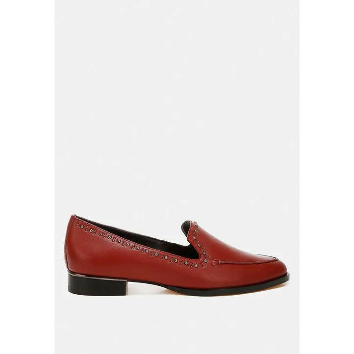 Wolferton Delicate Stud Detail Leather Loafers.