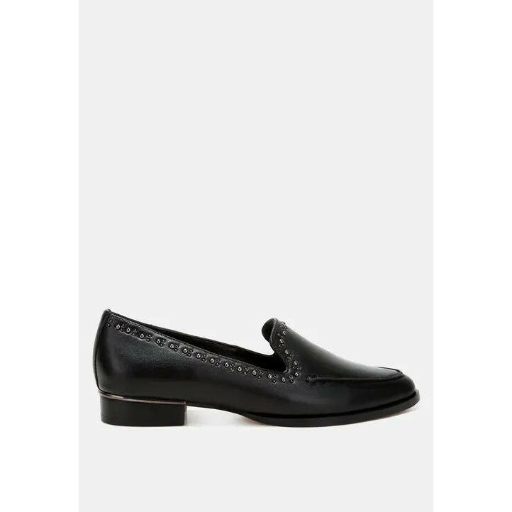 Wolferton Delicate Stud Detail Leather Loafers.