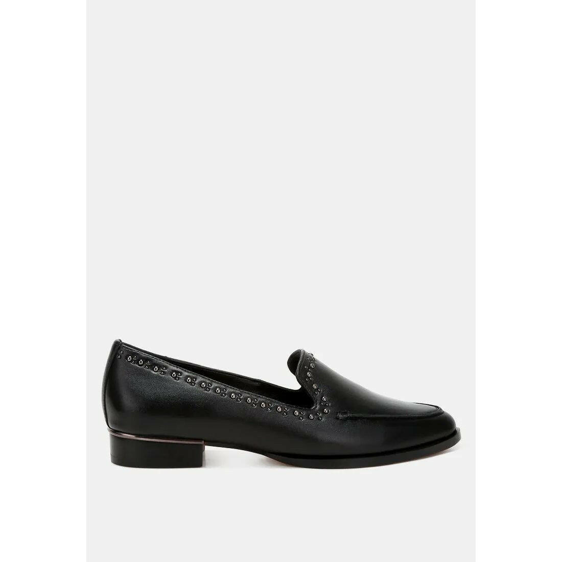 Wolferton Delicate Stud Detail Leather Loafers.