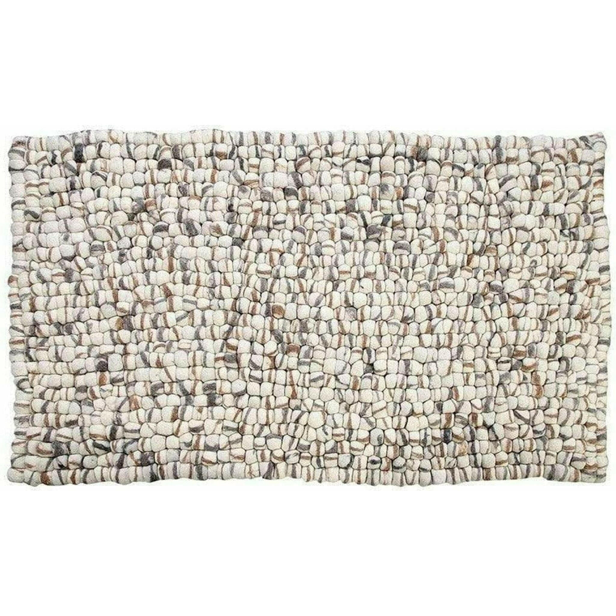 Amala Handmade Wool Felt Pebble Rug - Brown Stripes.