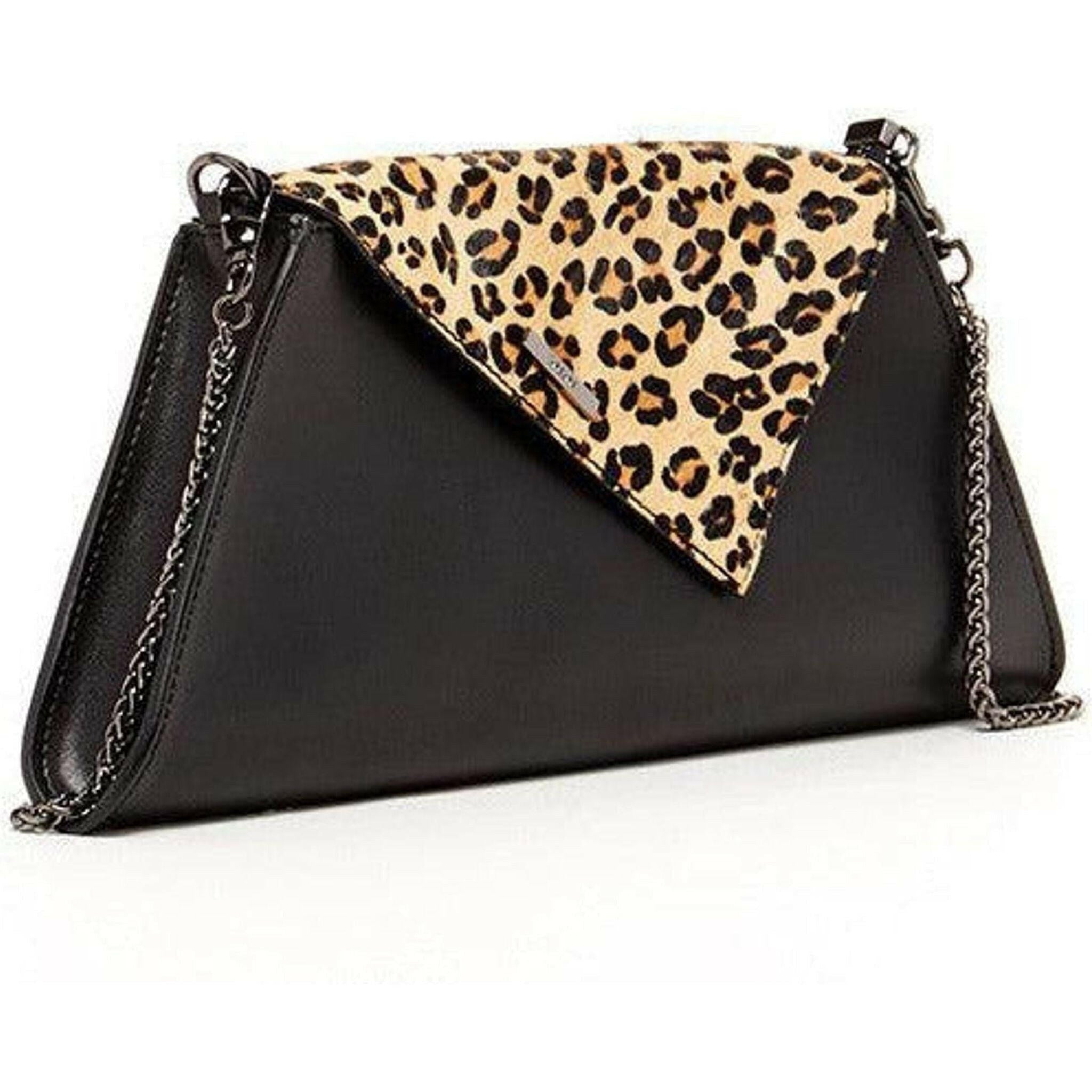 Angelica Black Leopard Clutch Bag.