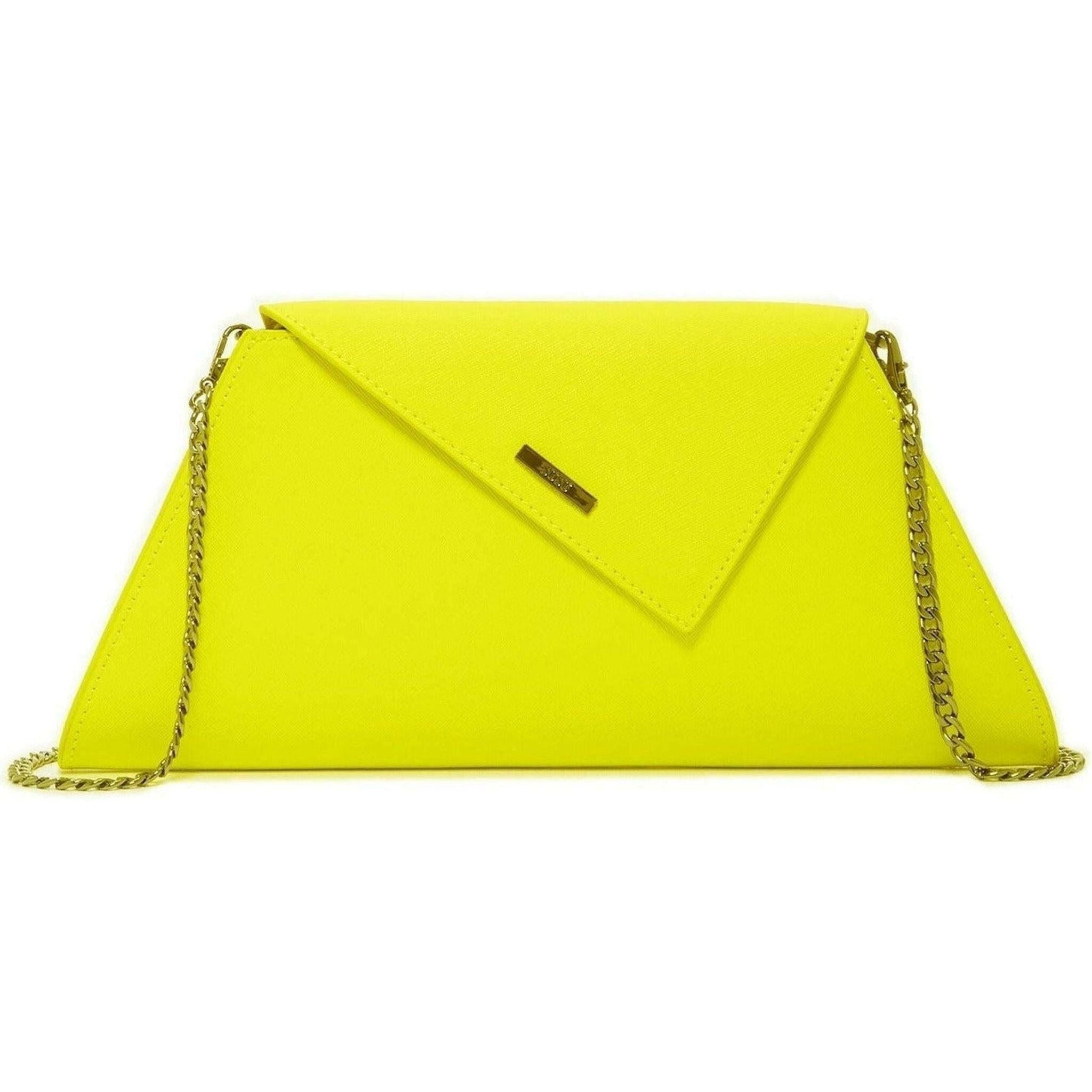 Angelica Electric Leather Clutch Purse in Yellow.