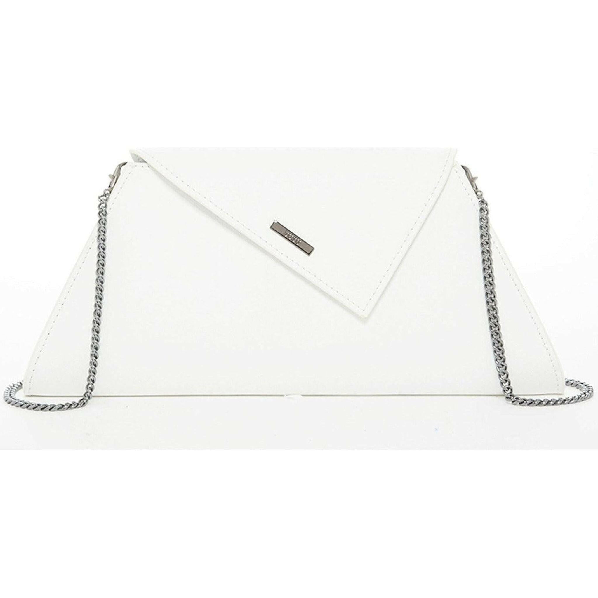 Angelica White Leather Clutch Bag.