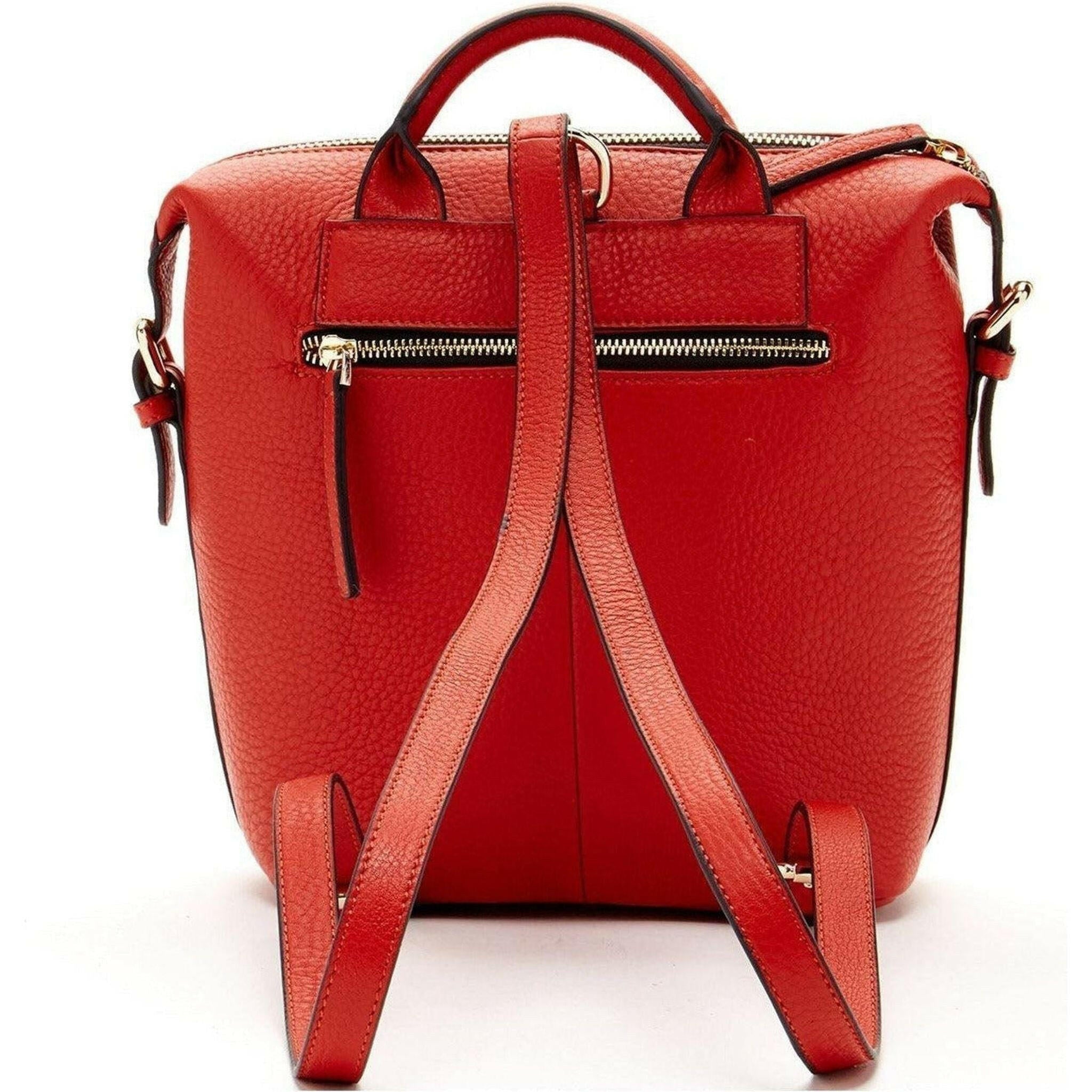 Ashley Red Leather Backpack Purse.
