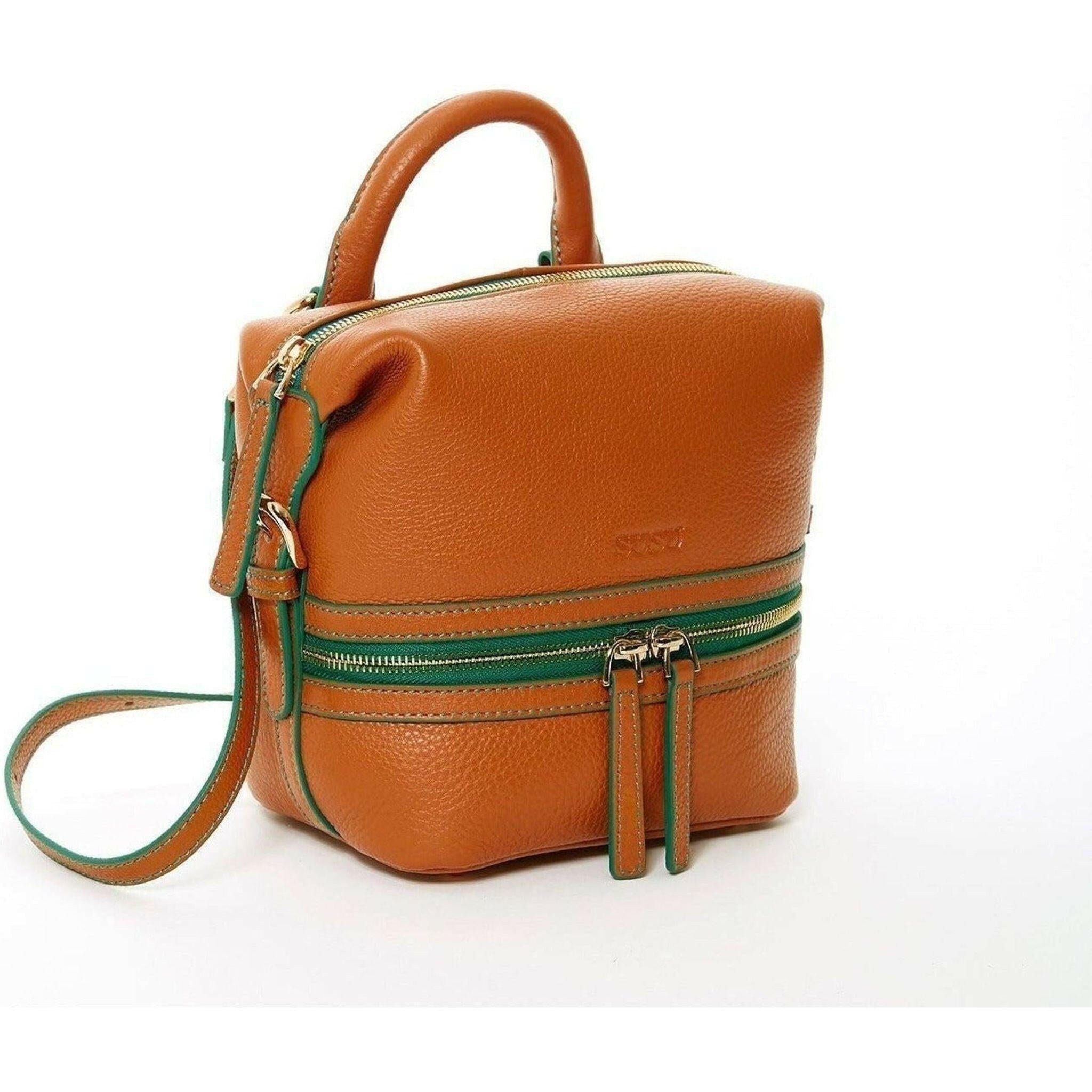 Ashley Small Leather Backpack in Brown.