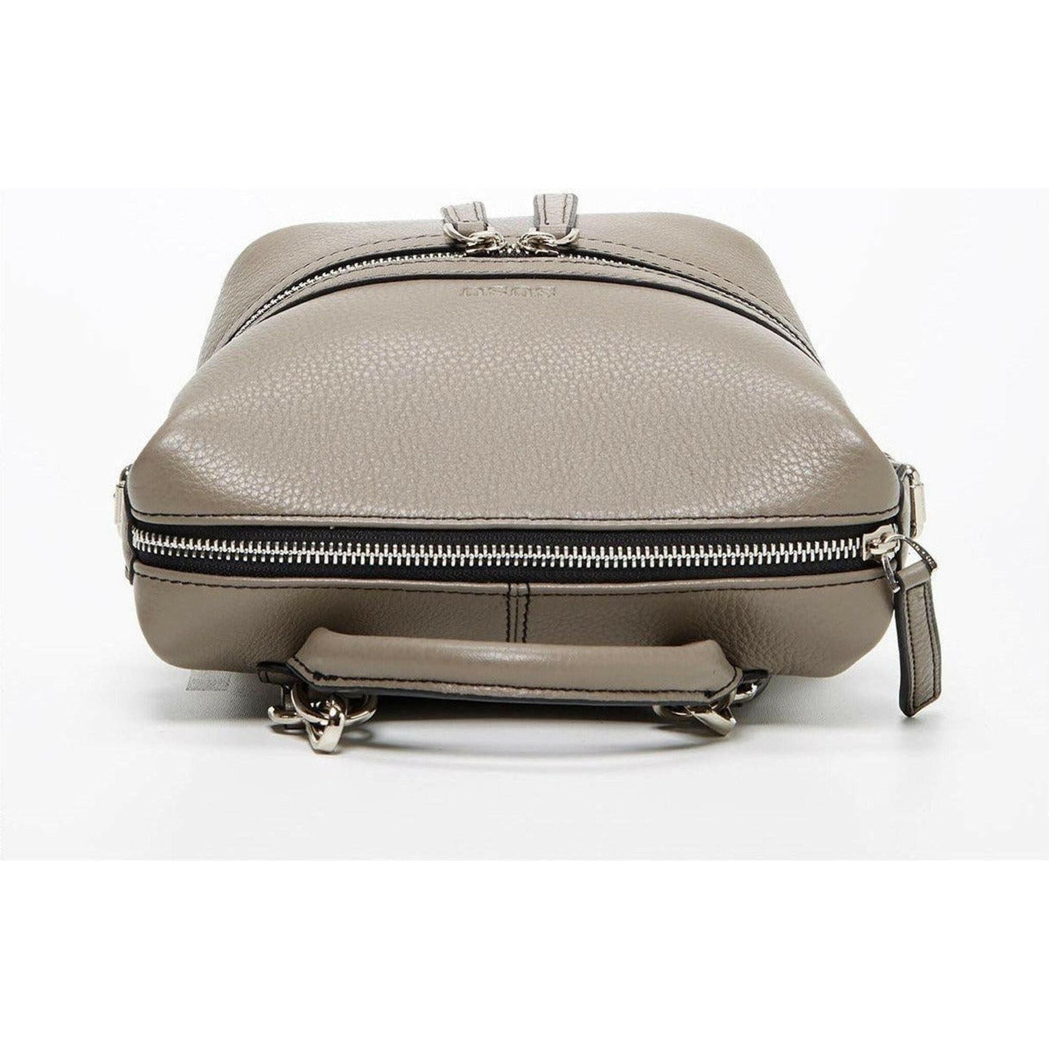 Ashley Small Leather Backpack Purse in Gray.