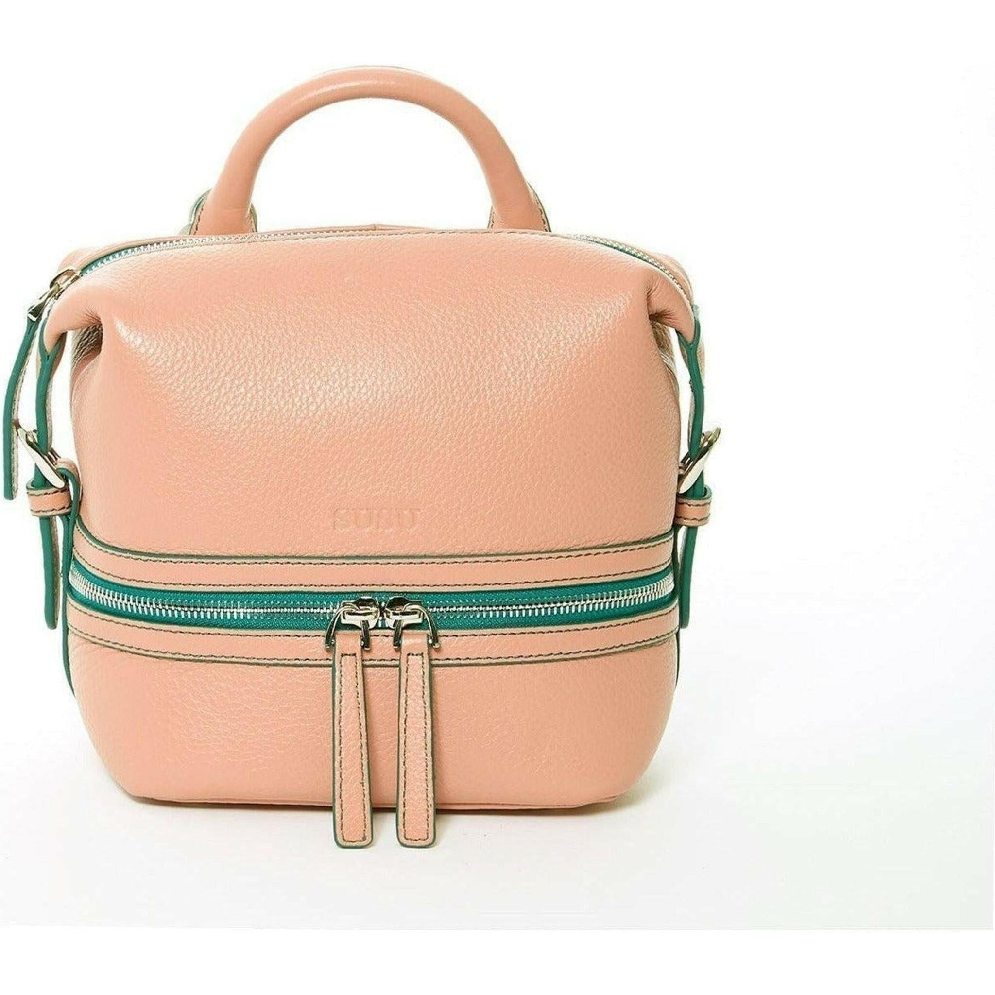 Ashley Small Leather Backpack Purse in Pink.