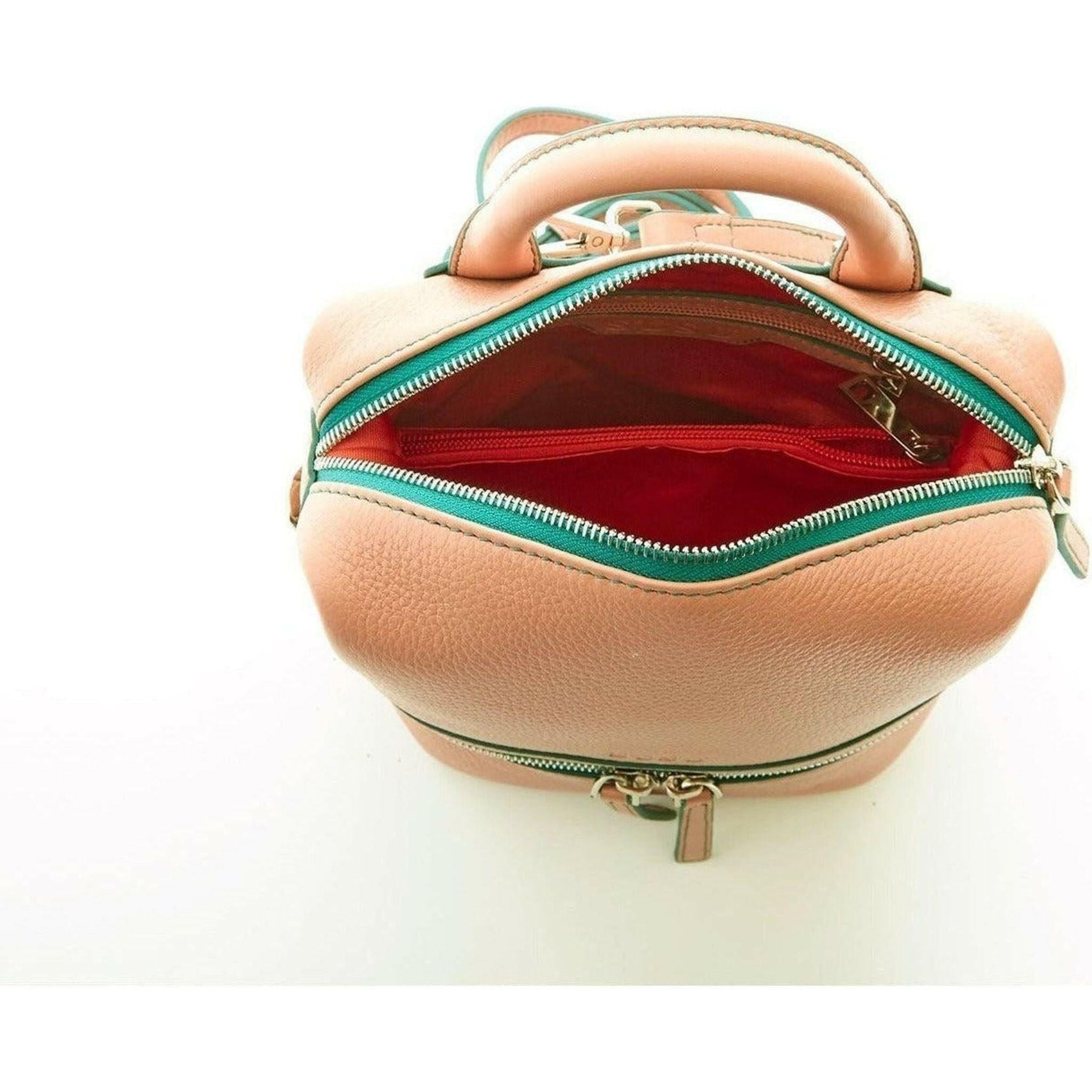 Ashley Small Leather Backpack Purse in Pink.