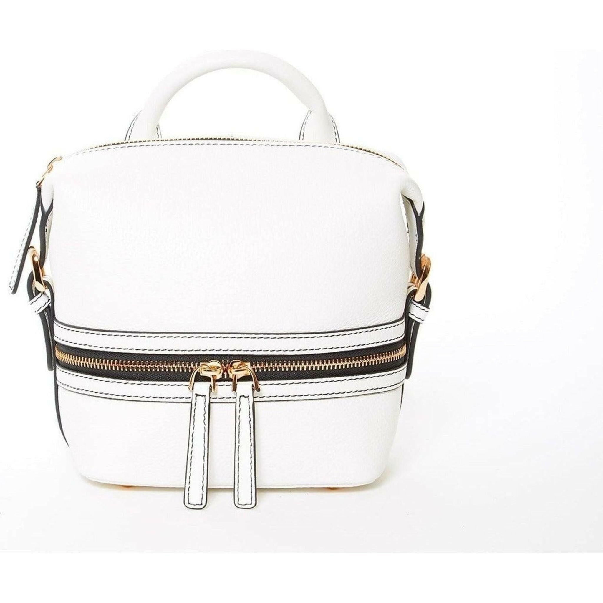 Ashley Small Leather Backpack Purse in White.