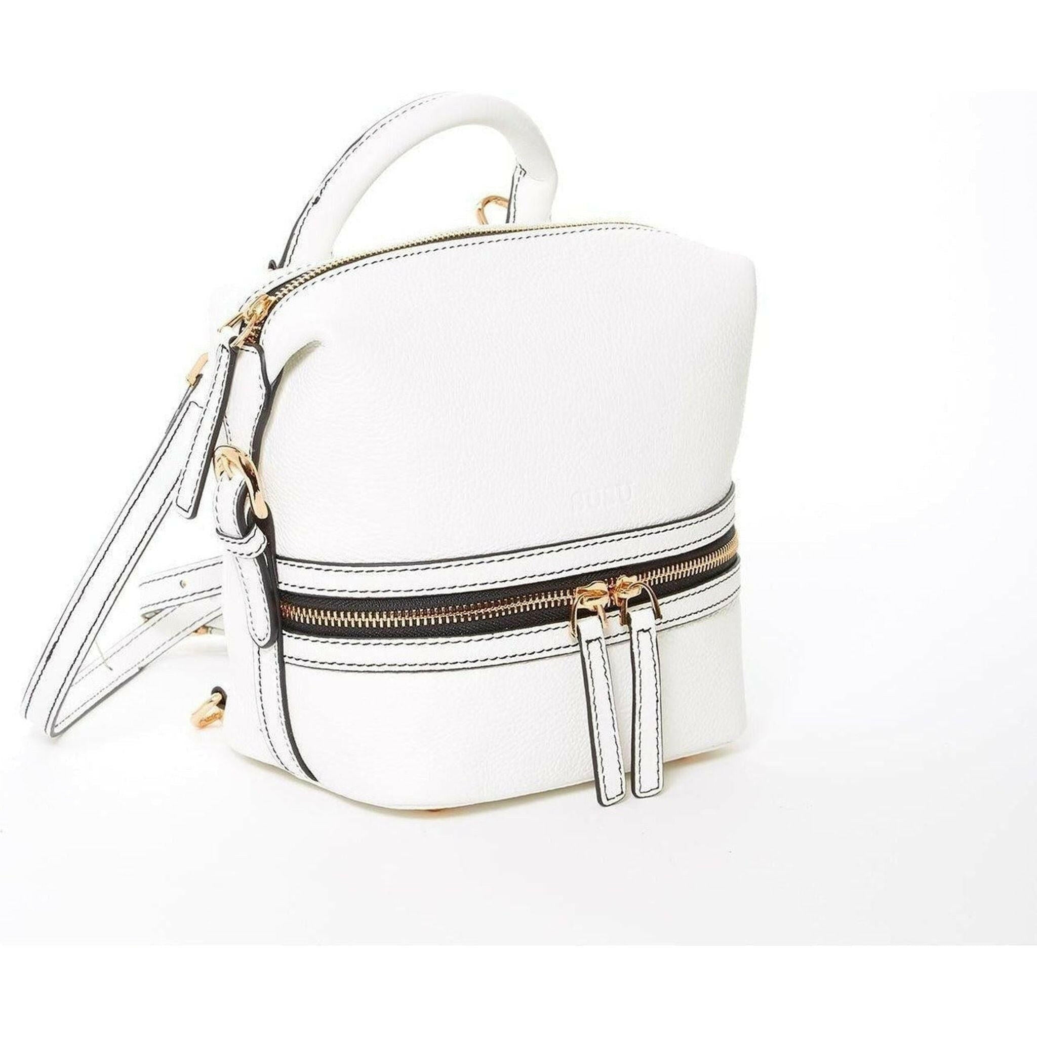 Ashley Small Leather Backpack Purse in White.