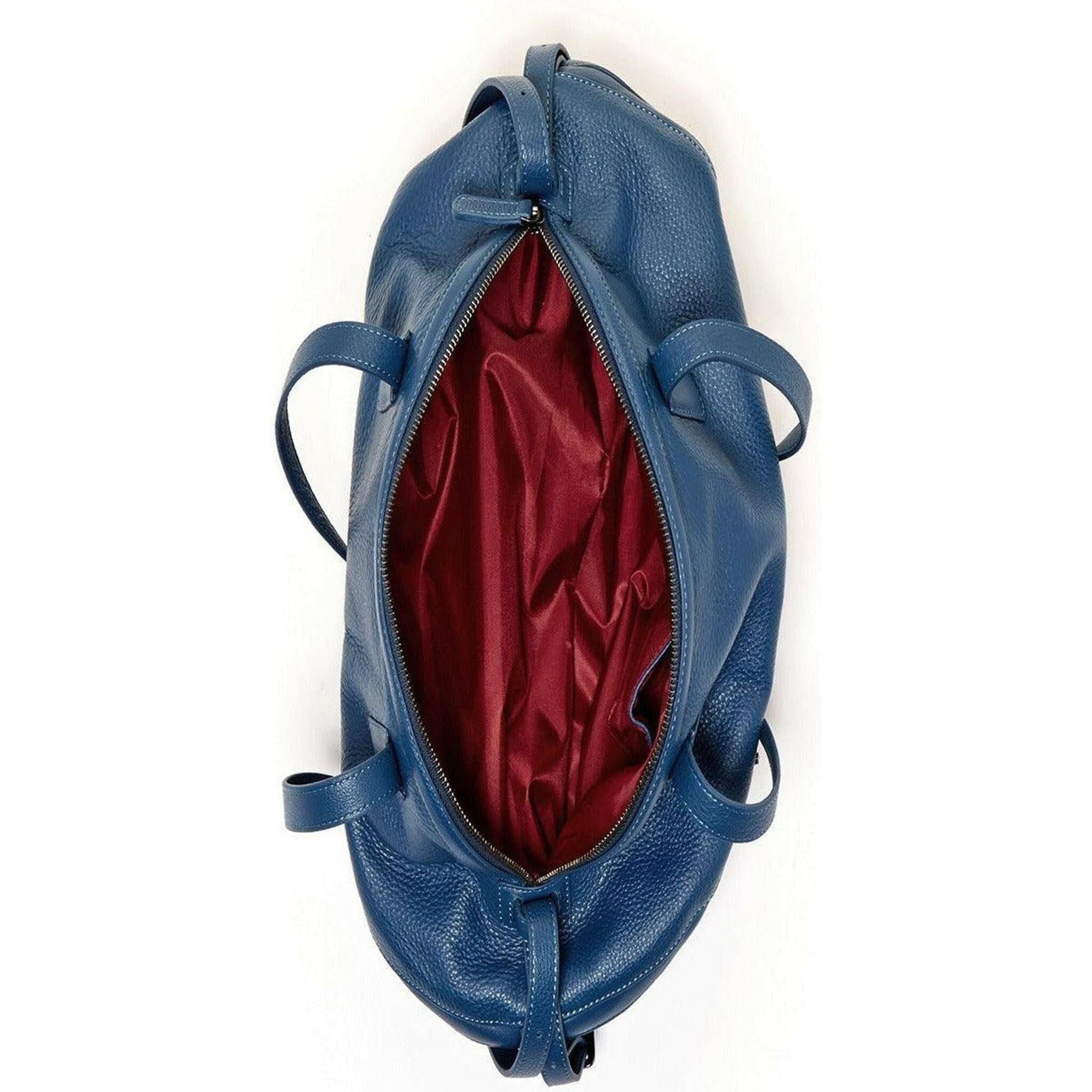 Catherine Leather Satchel Bag in Blue.