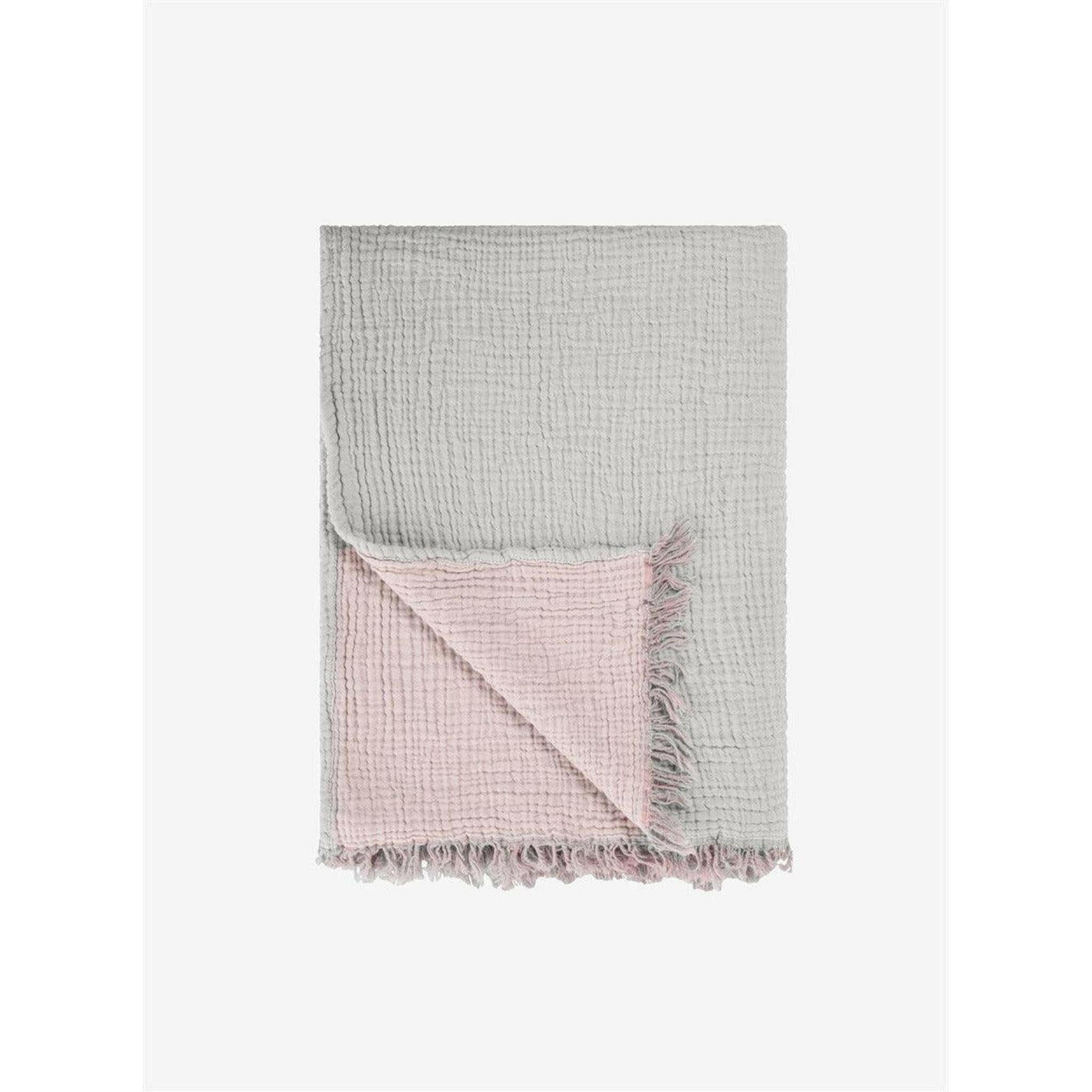 Cotton Throw in Powder Pink Grey.