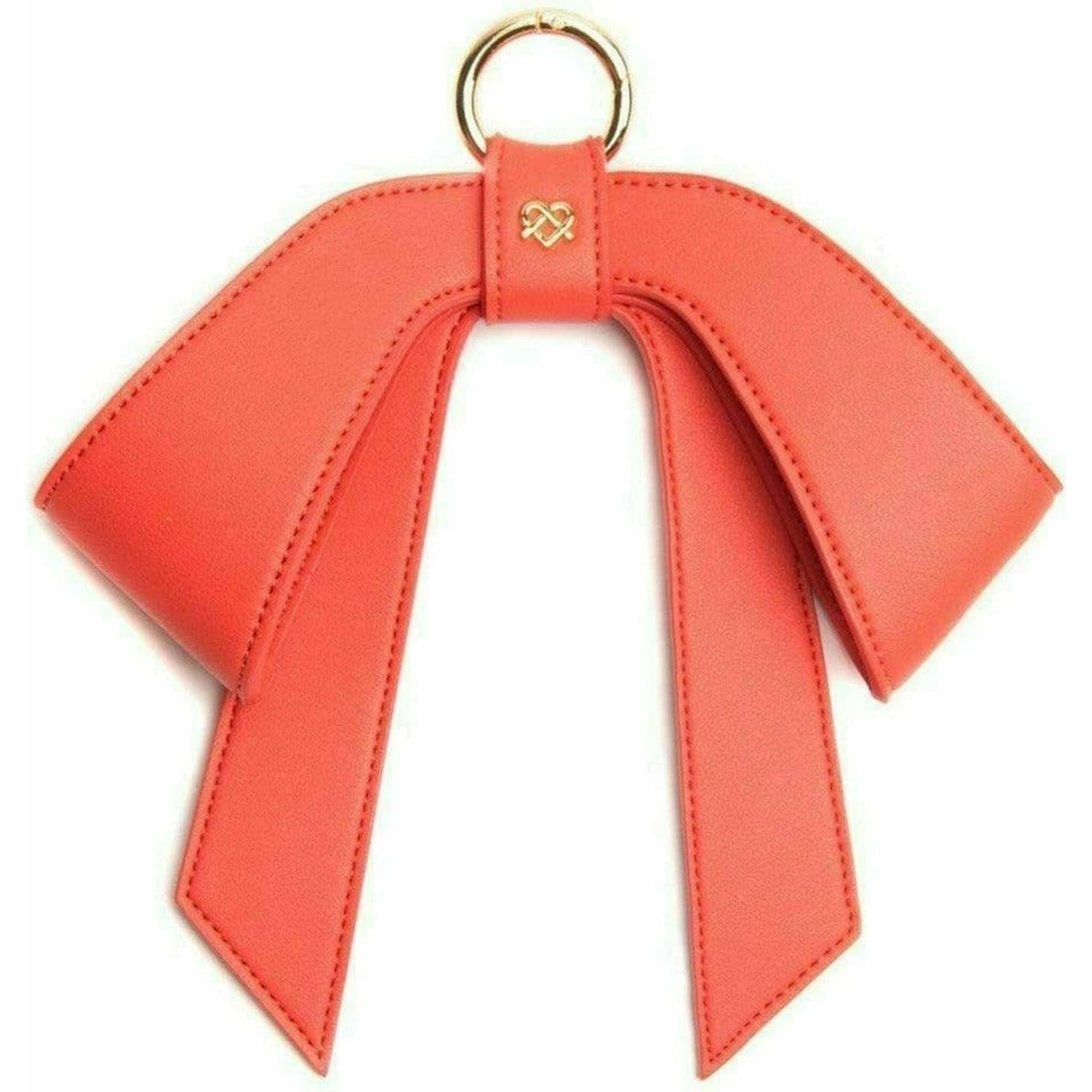 Cottontail Bow - Coral Leather Bag Charm.