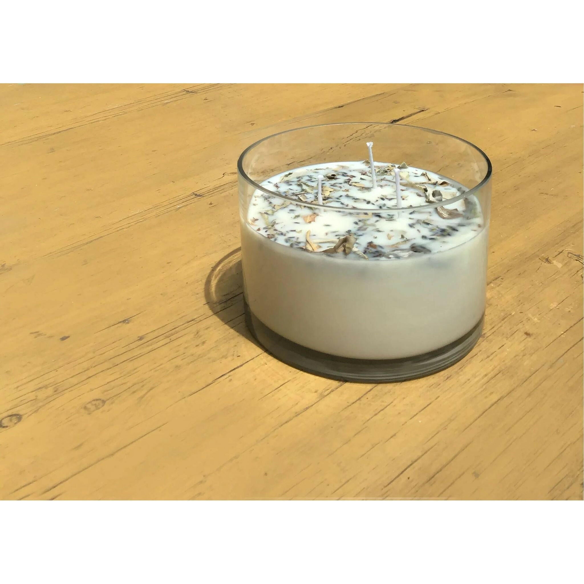Lavender + White Sage Aromatherapy 3 Wick Large Soy Wax Candle.