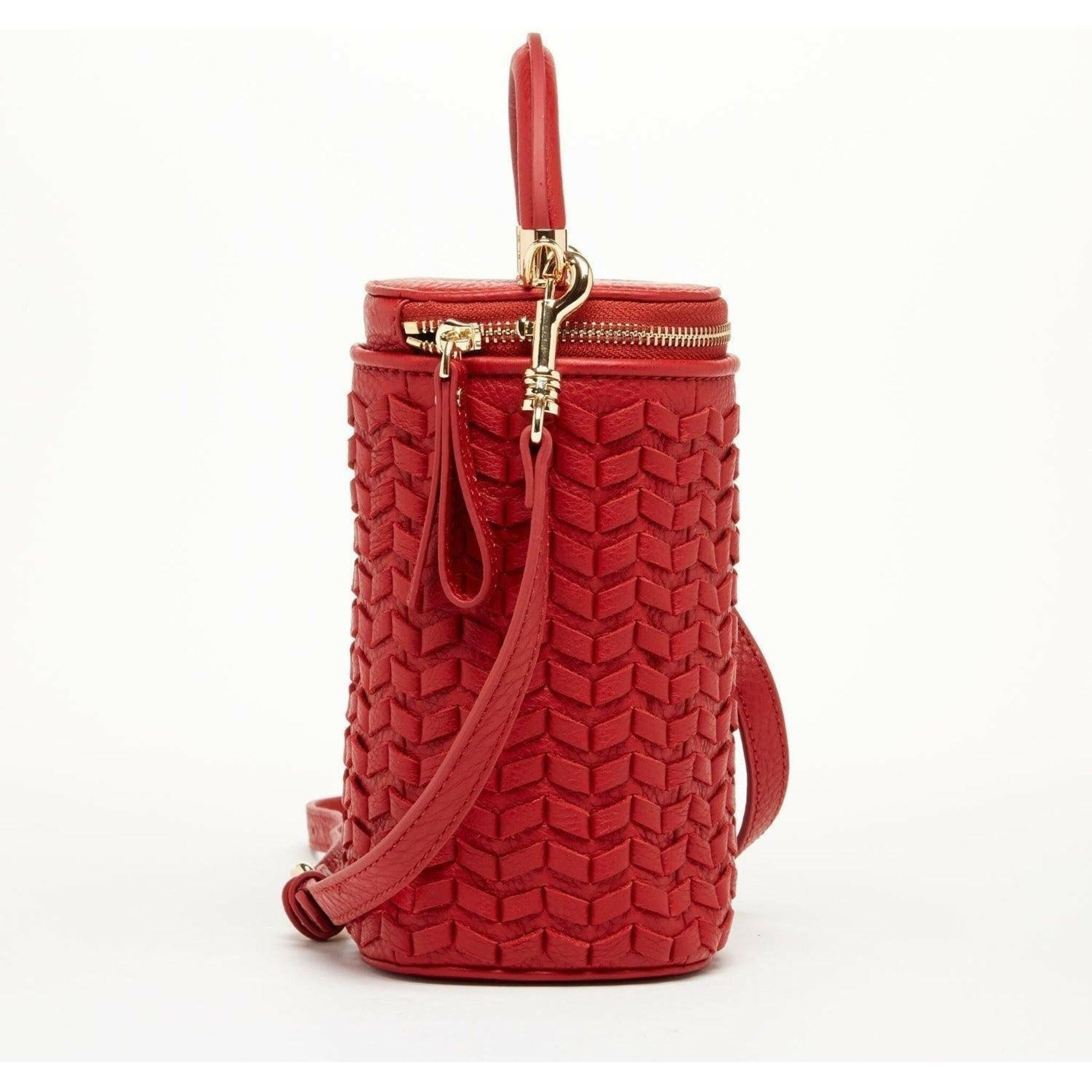 Elsa Small Leather Crossbody Bag in Red.