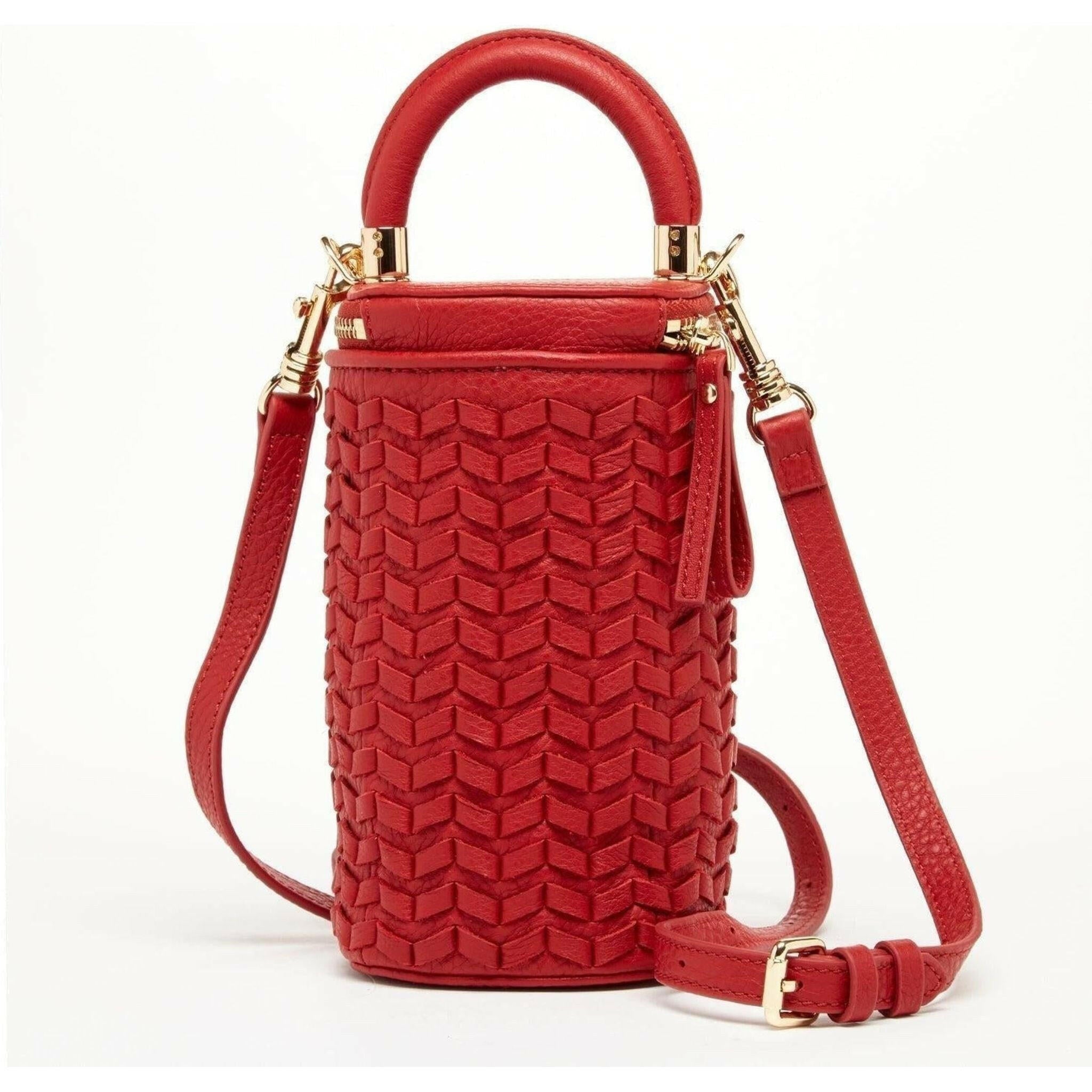 Elsa Small Leather Crossbody Bag in Red.