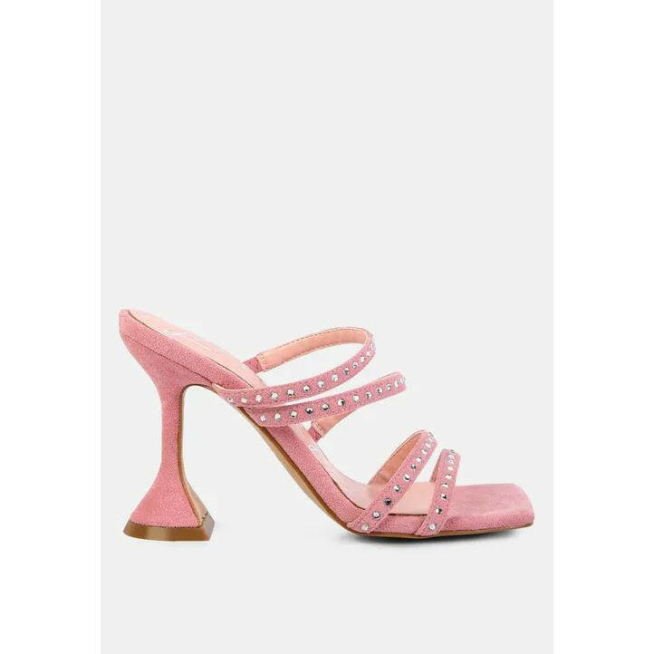 Face Me Studded Spool Heel Multi Strap Sandals.