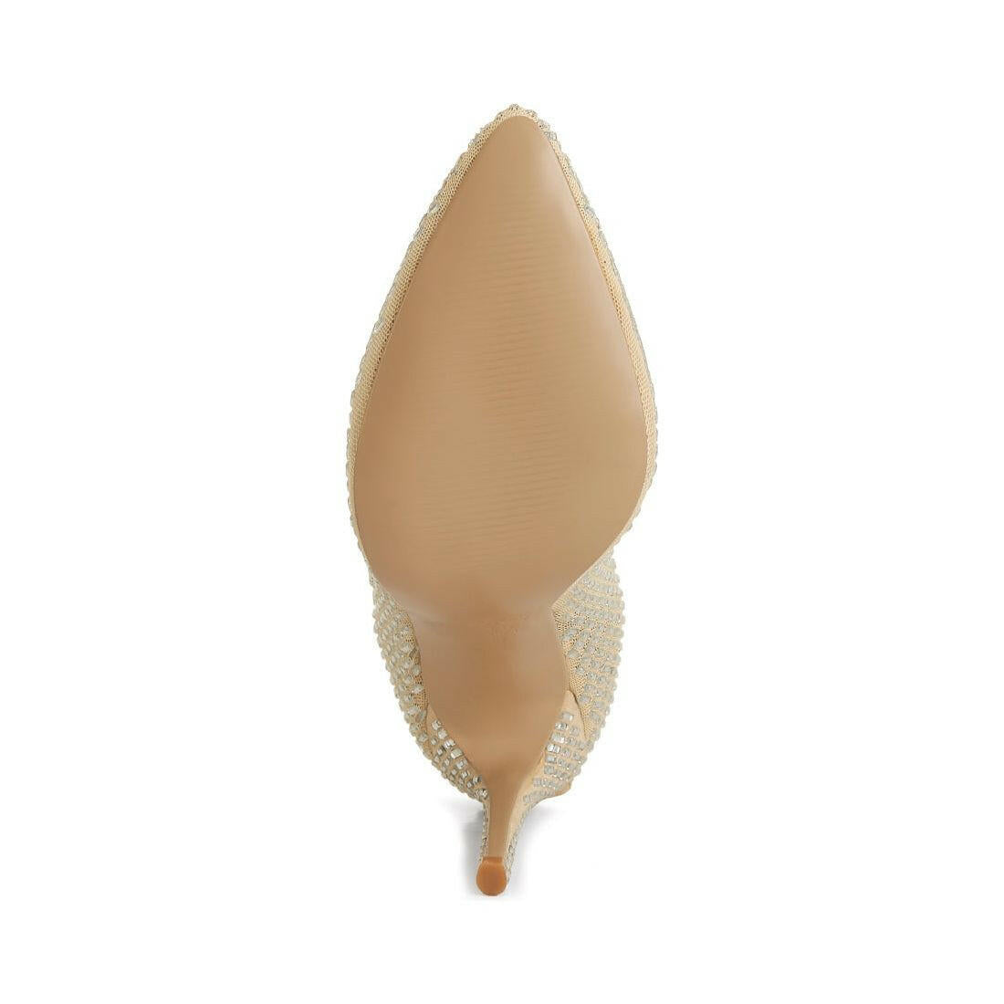 Fortunate Rhinestones Embellished Mesh Boots.