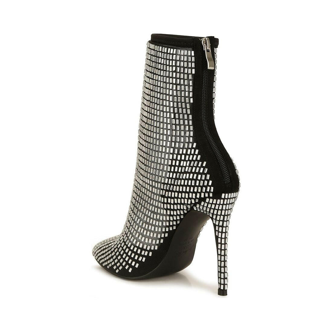 Fortunate Rhinestones Embellished Mesh Boots.