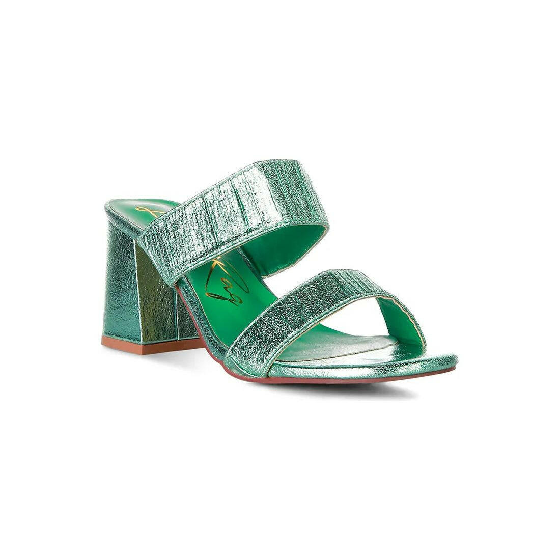 Giblet Metallic Slip On Block Heels.