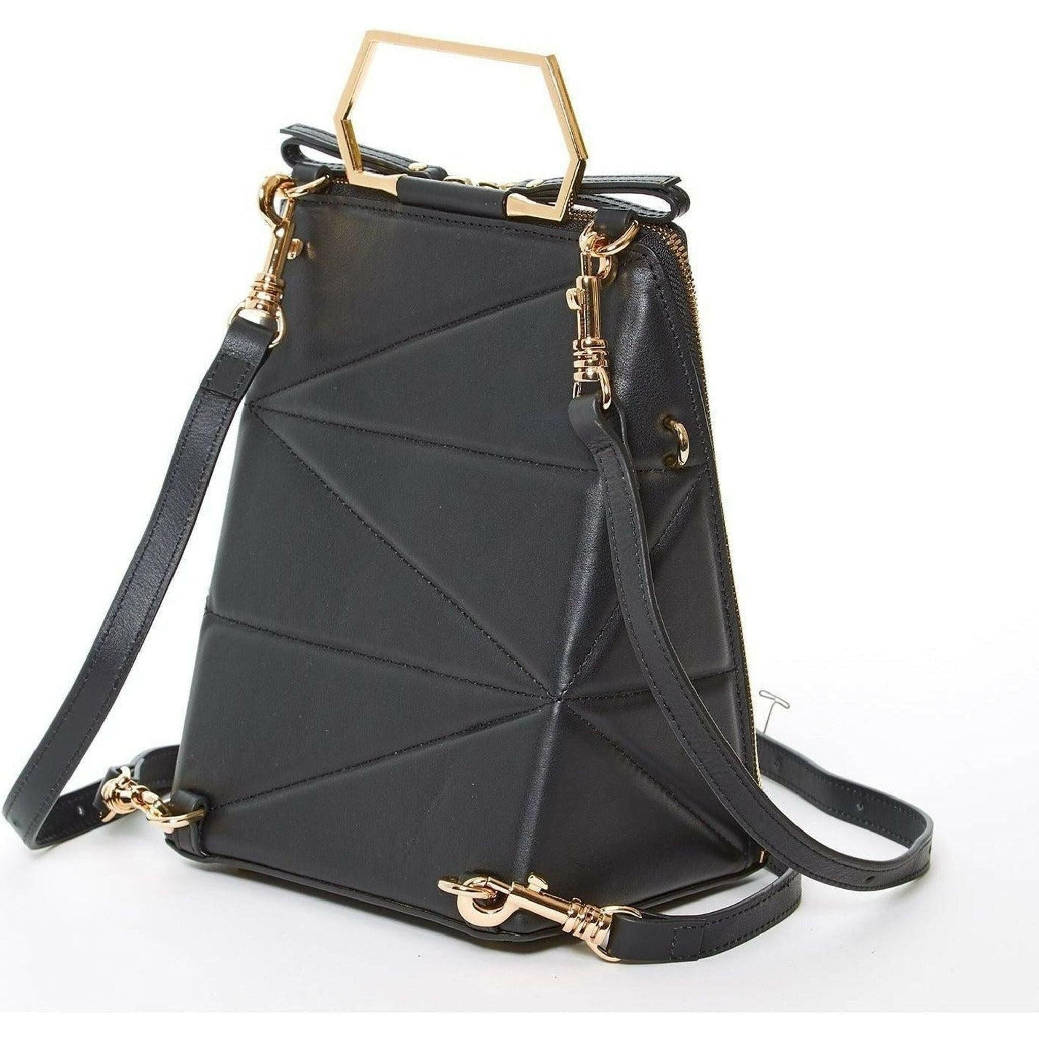Heidi Leather Backpack Purse in Black.