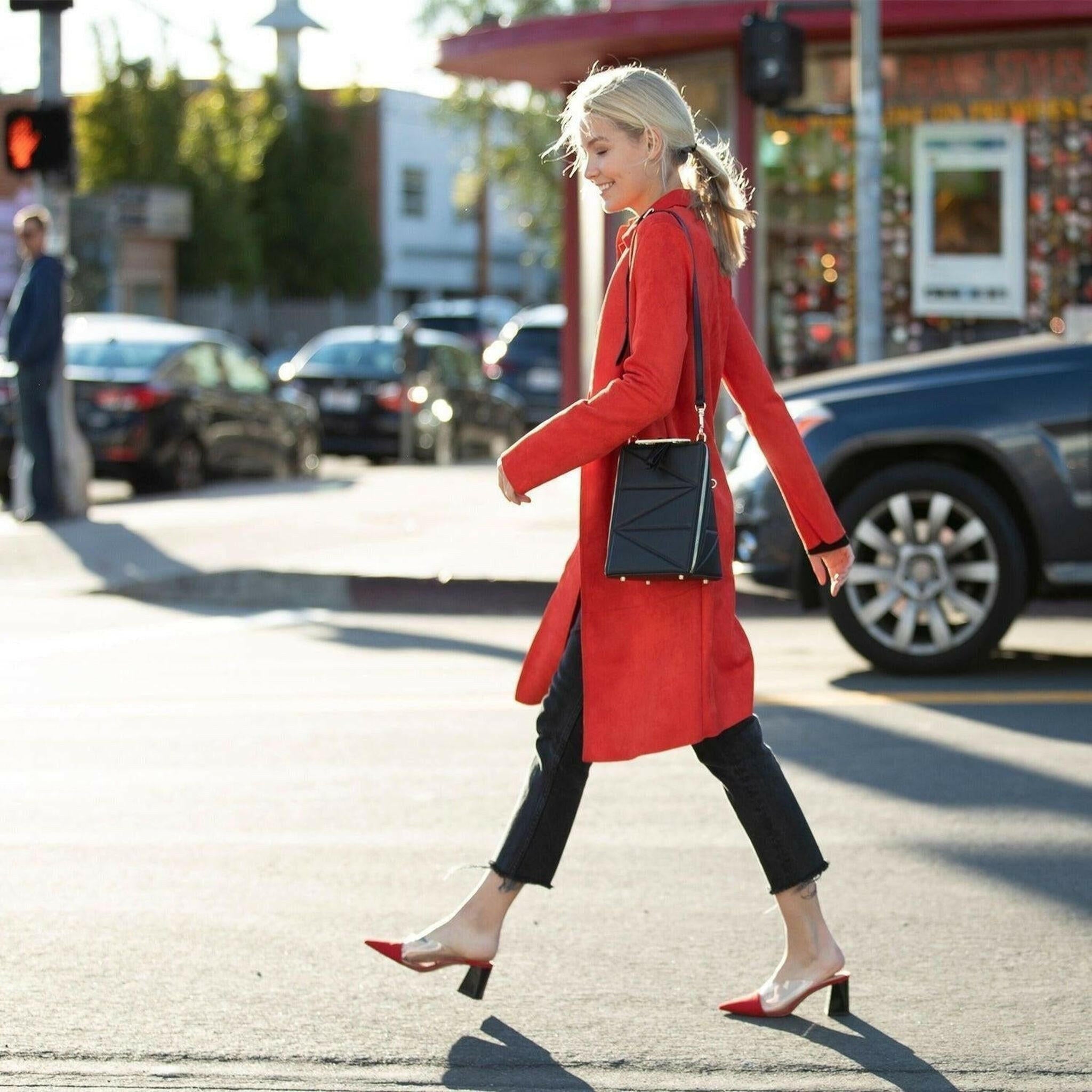 Heidi Leather Backpack Purse in Black.