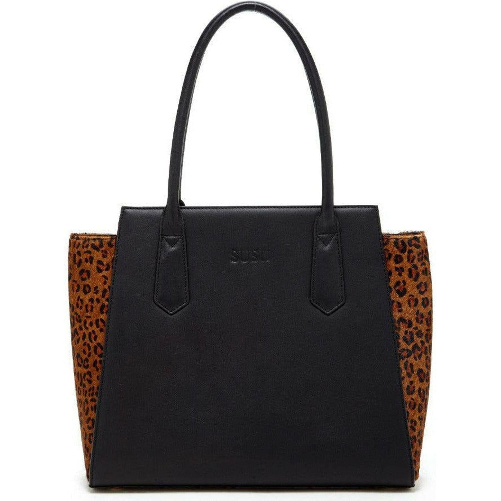 Jody Black Leather Tote Bag.