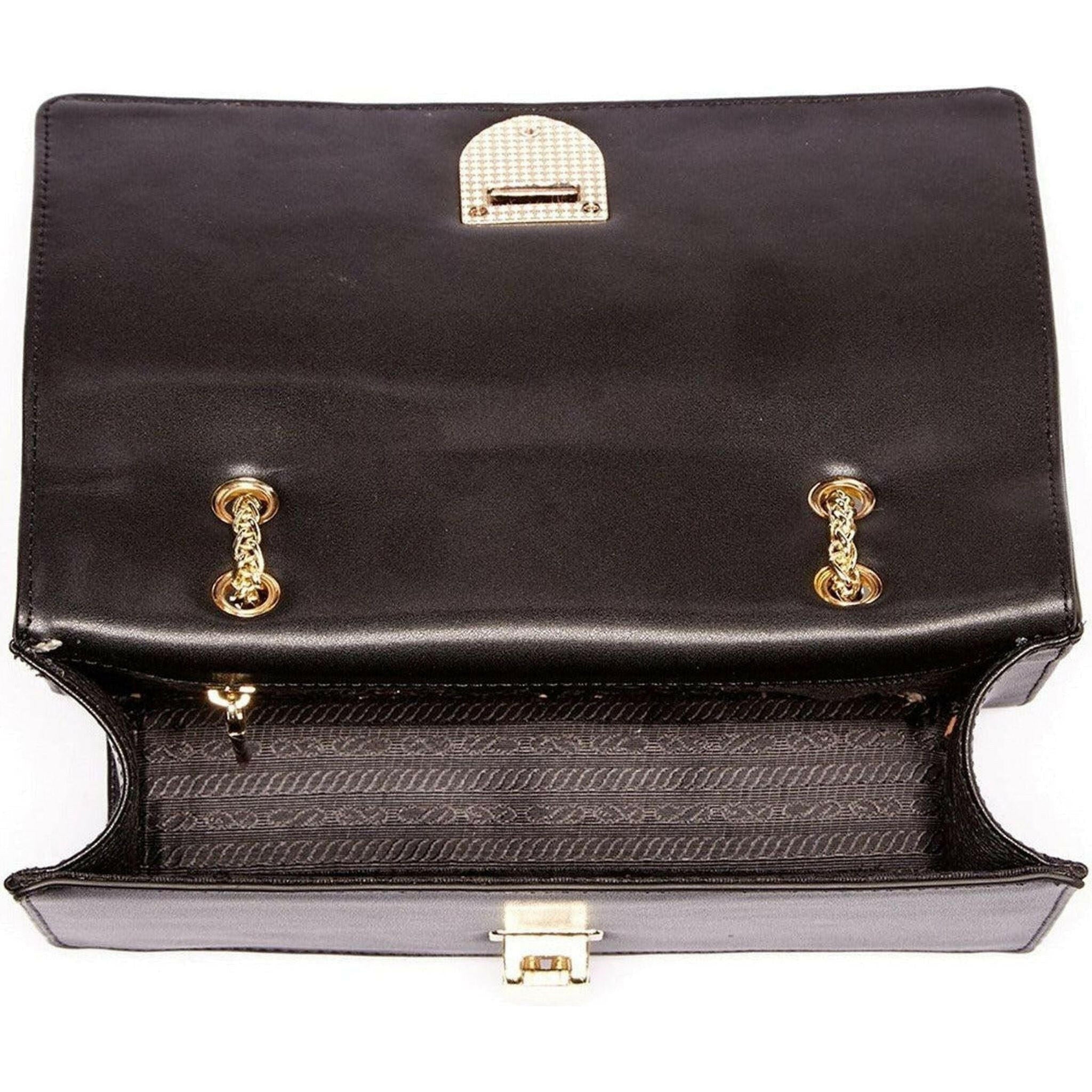 Josie Leather Chain Bag in Black.