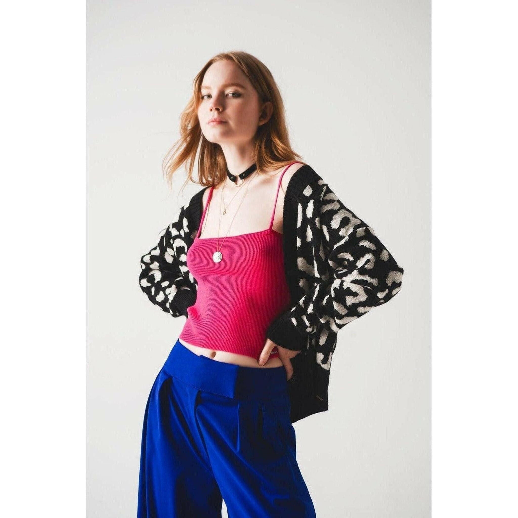 Knitted Clean Ribbed Tank Top in Fucshia.