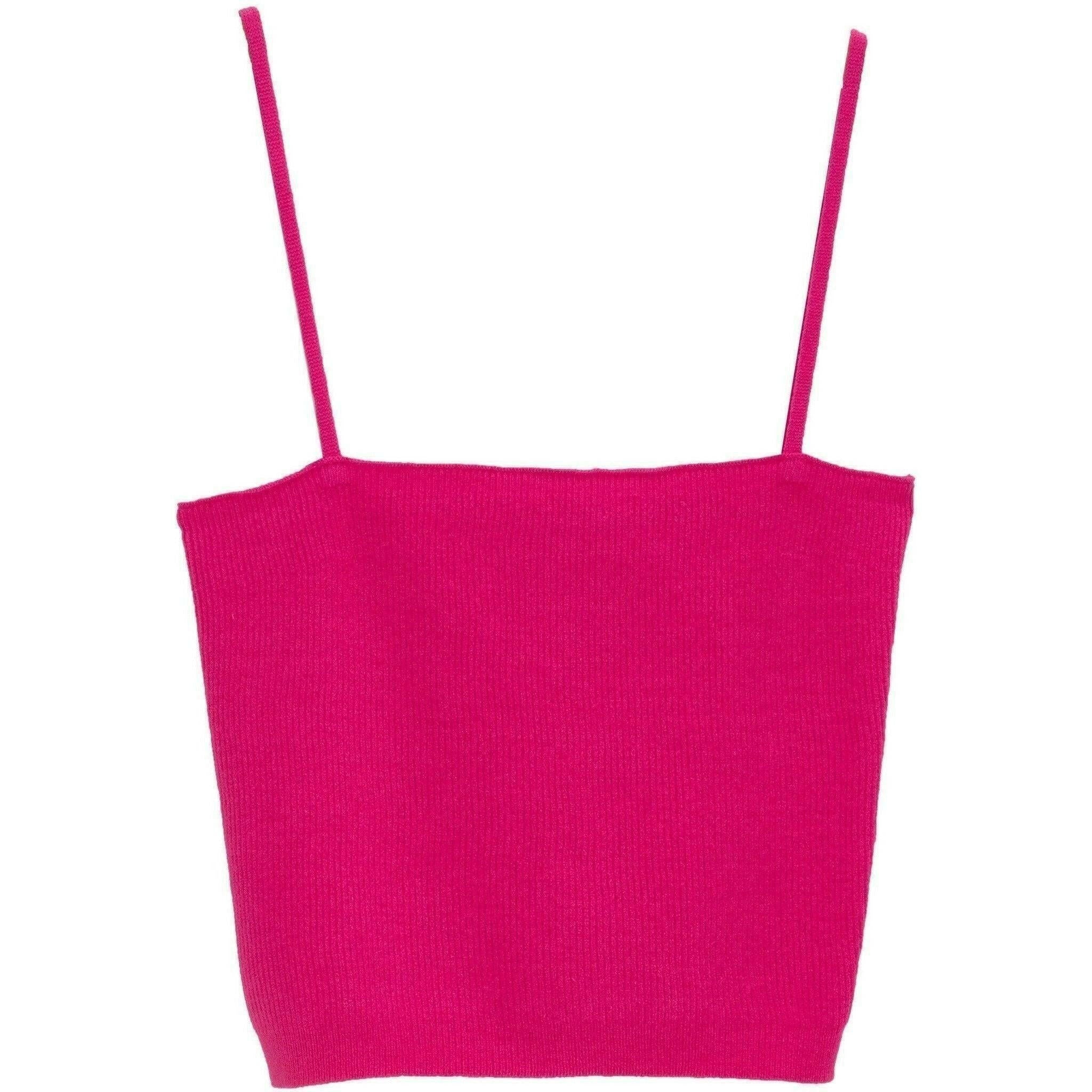 Knitted Clean Ribbed Tank Top in Fucshia.