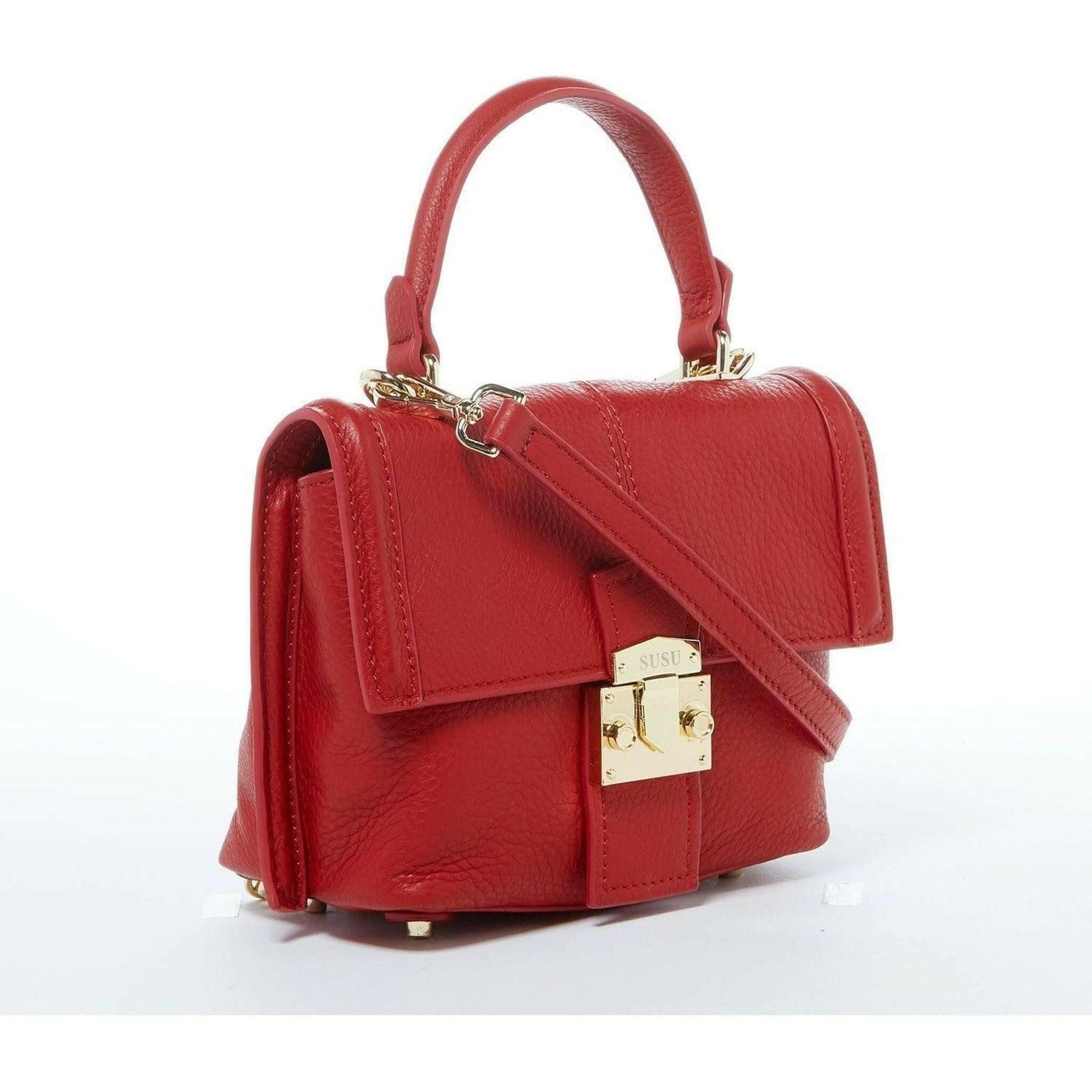 Linda Red Leather Backpack Purse.