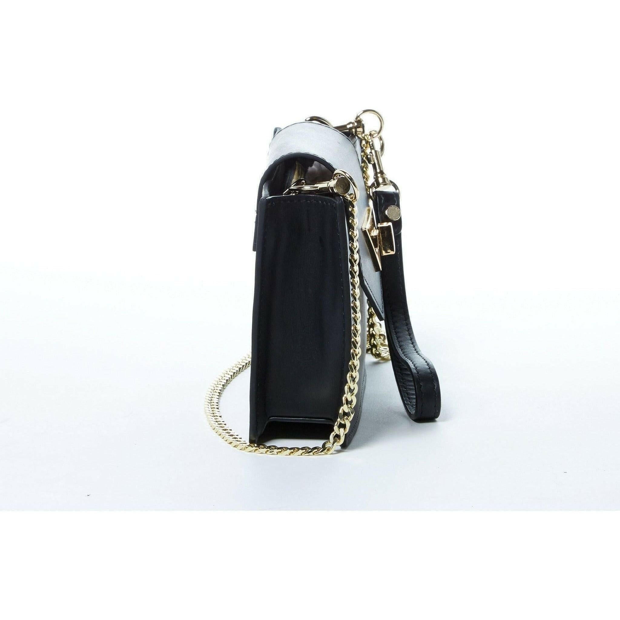 Mary Black Small Crossbody Leather Wristlet.