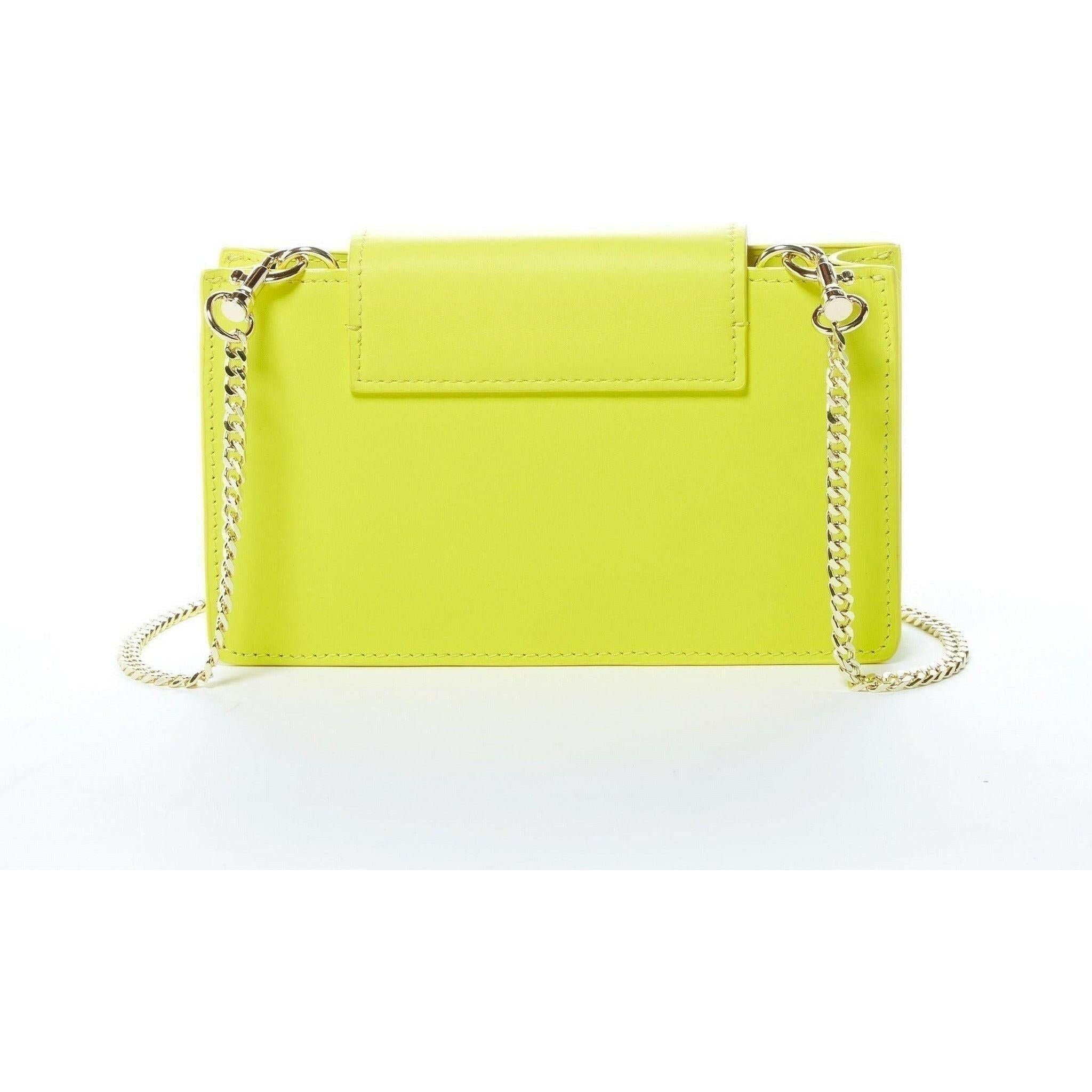 Mary Bright Yellow Small Crossbody Leather Wristlet.