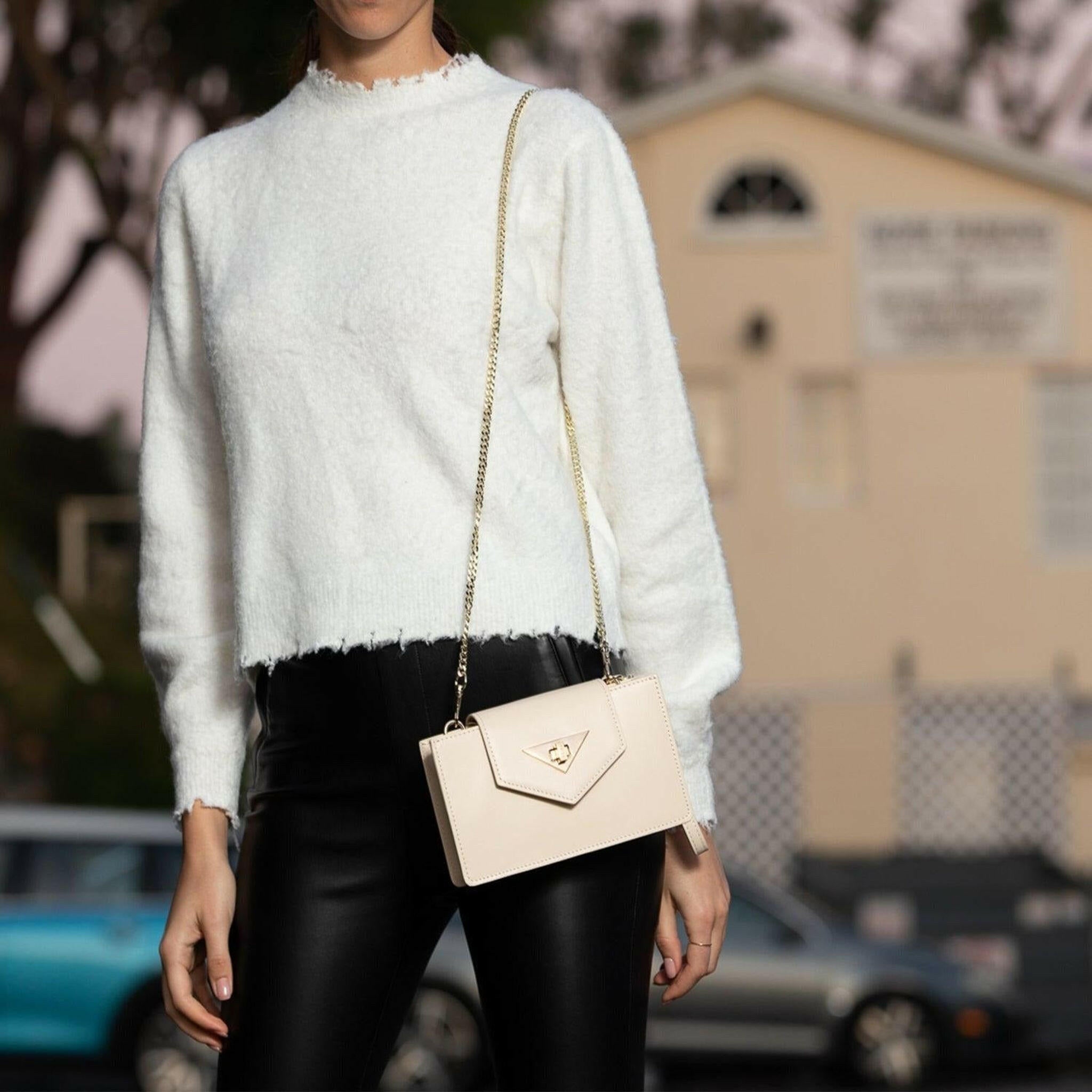 Mary Off White Mini Crossbody Bag Leather Wristlet.