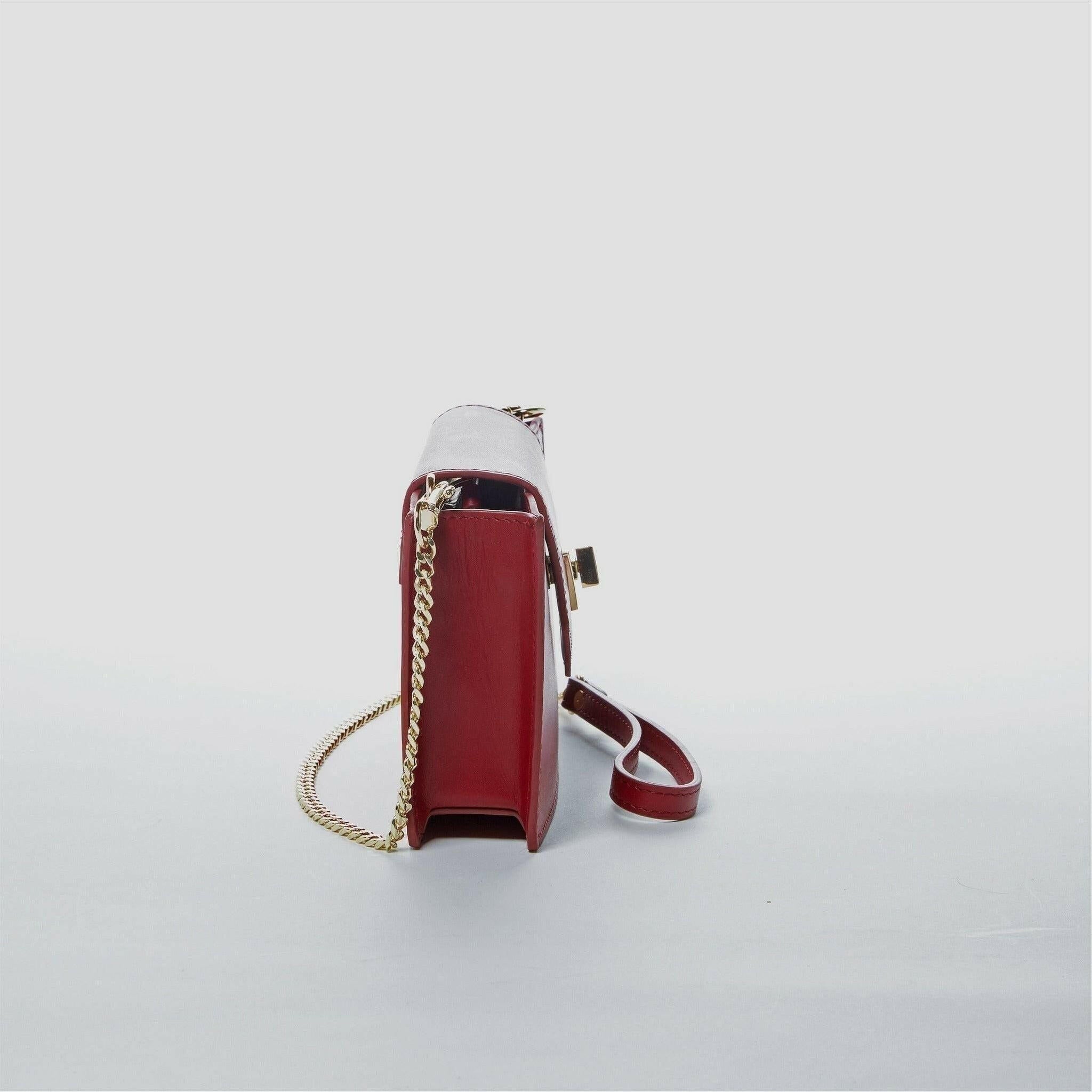 Mary Small Crossbody Leather Wristlet in Burgundy.