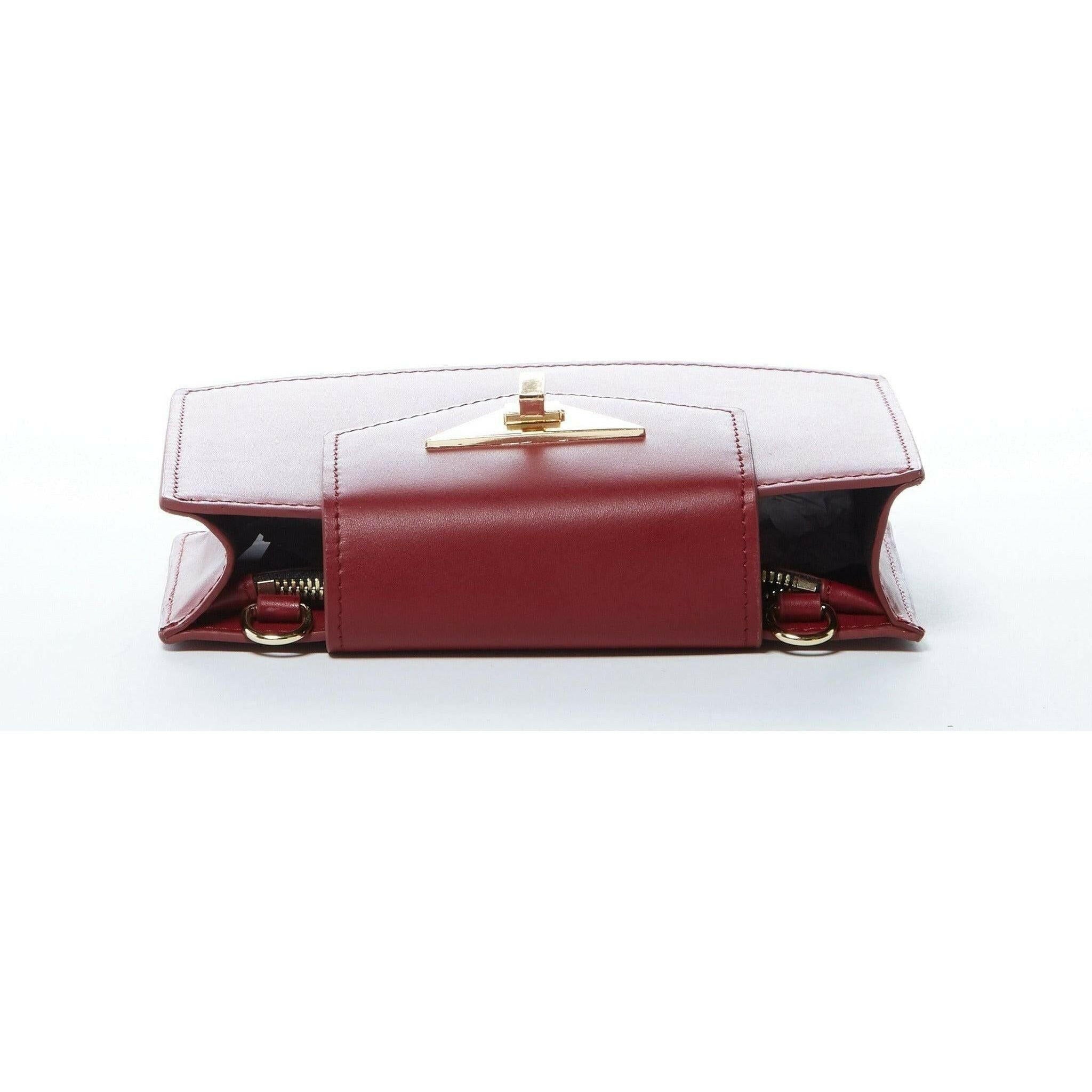 Mary Small Crossbody Leather Wristlet in Burgundy.