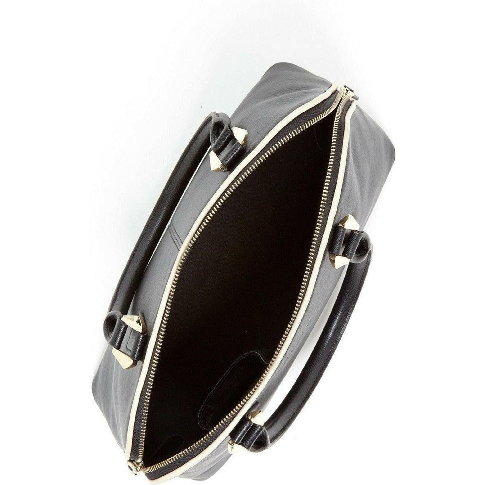 Melissa Saffiano Leather Satchel Bag Black.